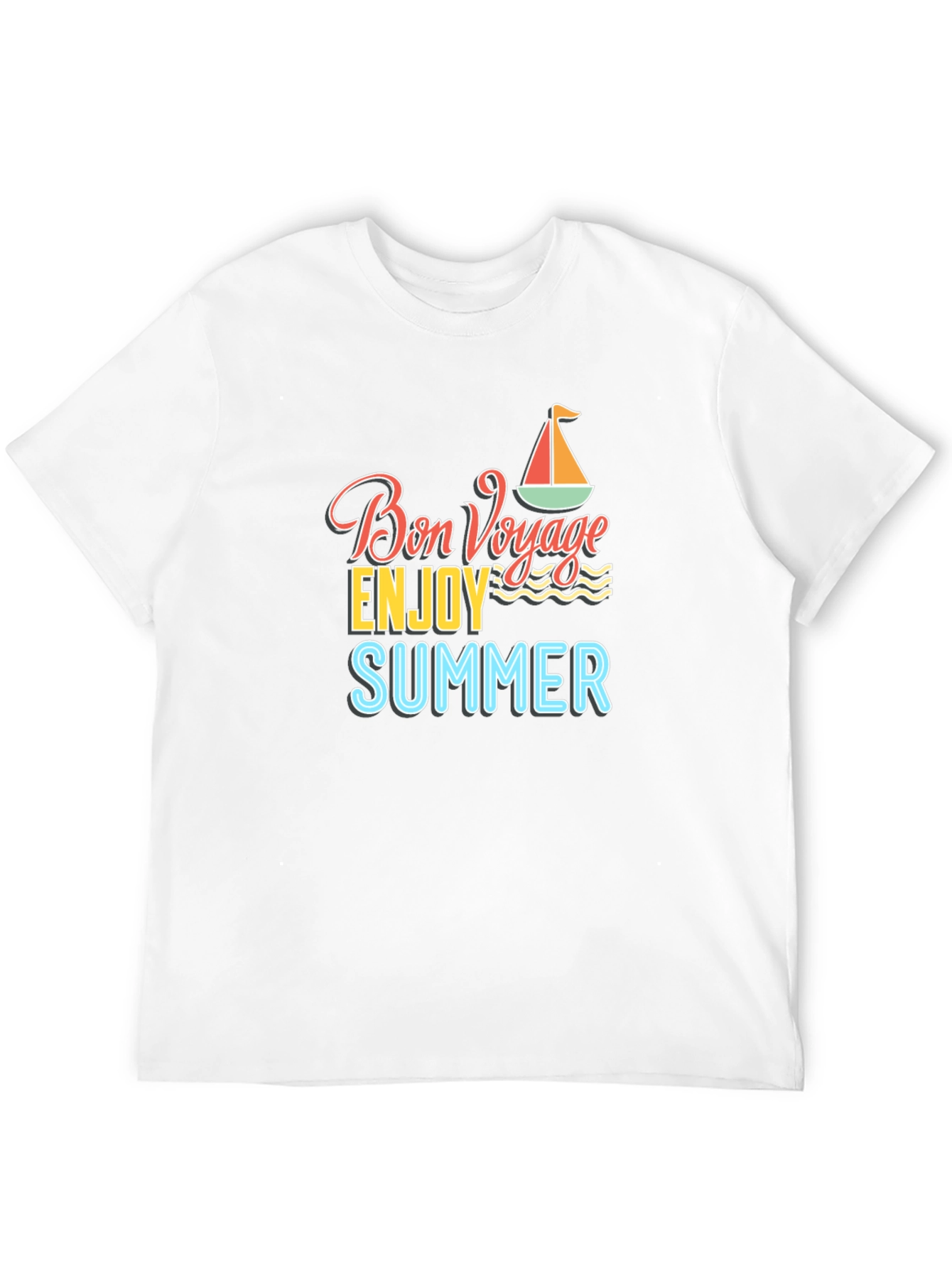 Bon Voyage Summer Graphic Tee - Black Cotton T-Shirt