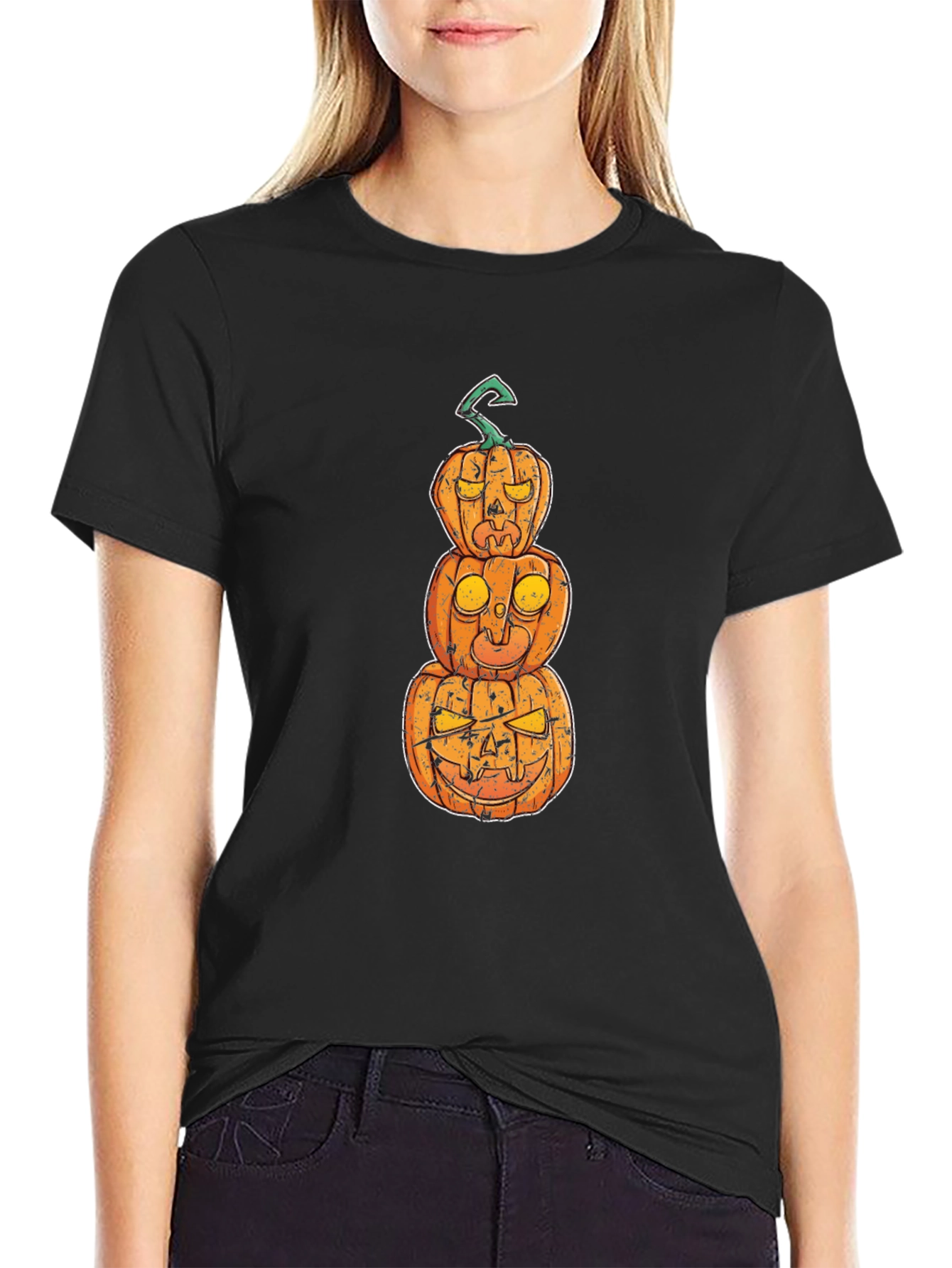 Halloween Pumpkin Stack Graphic T-Shirt
