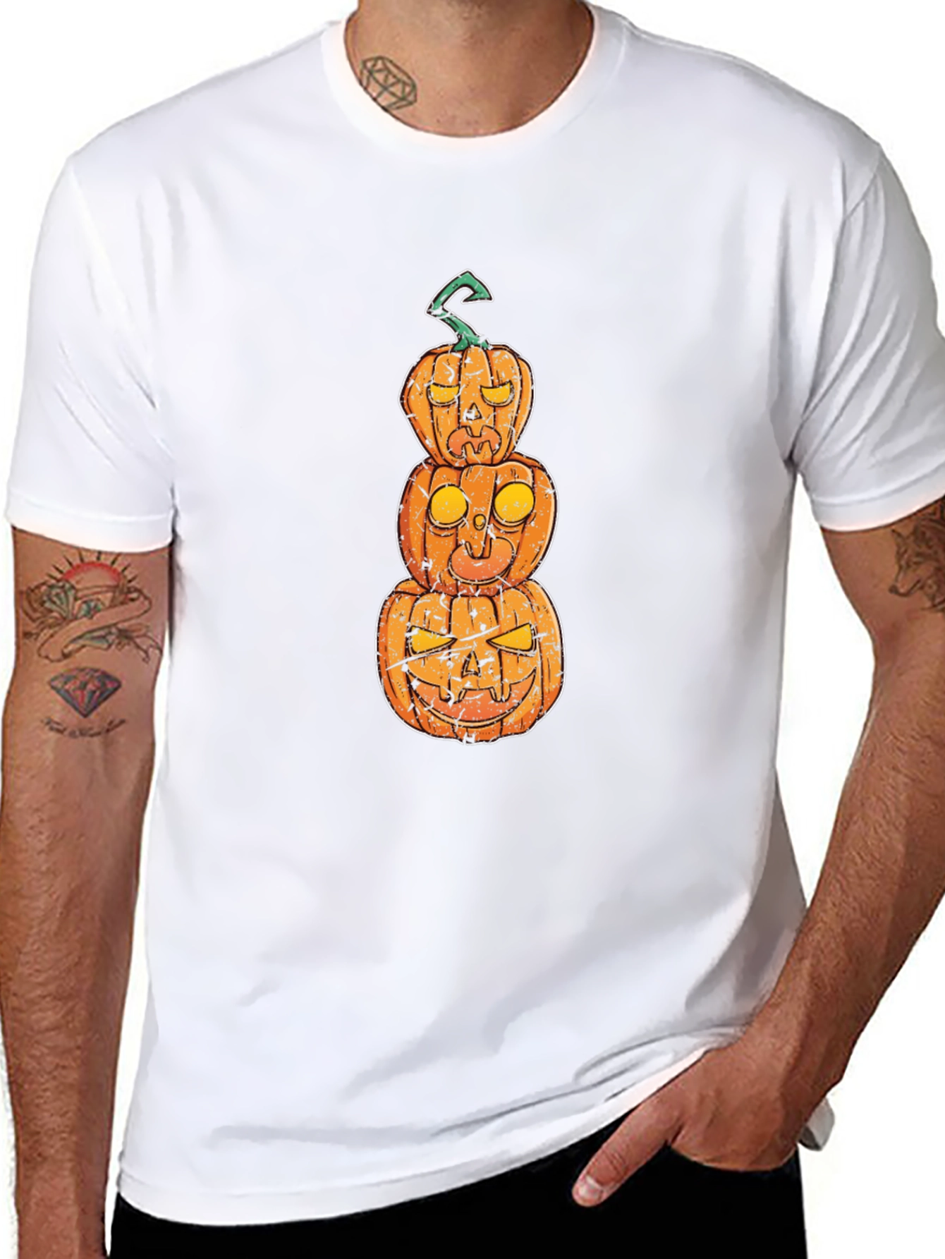 Halloween Pumpkin Stack Graphic T-Shirt