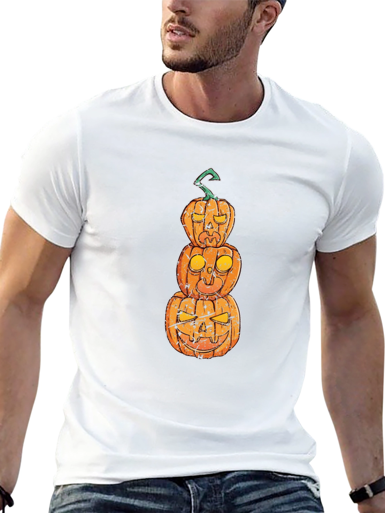 Halloween Pumpkin Stack Graphic T-Shirt