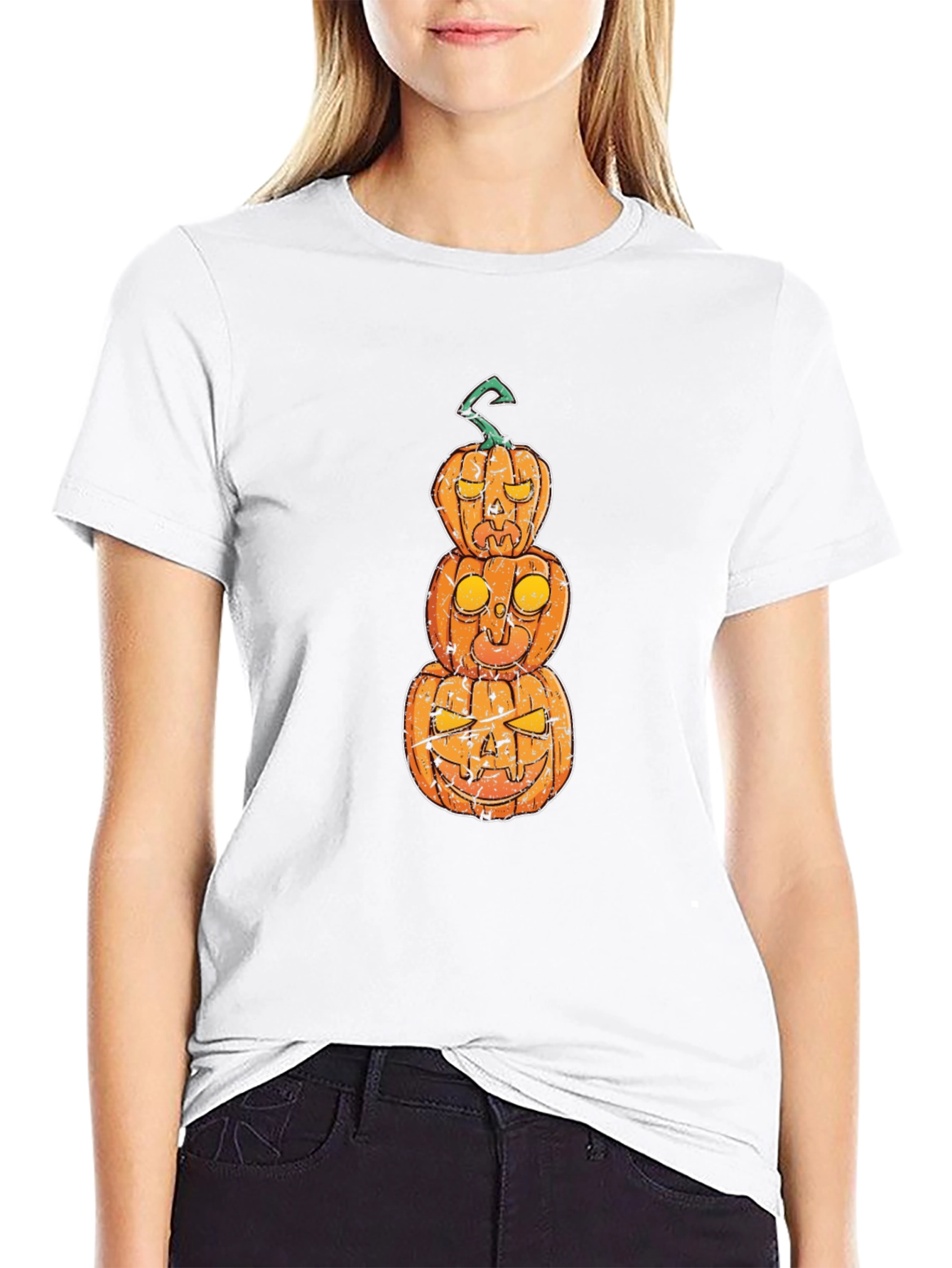 Halloween Pumpkin Stack Graphic T-Shirt