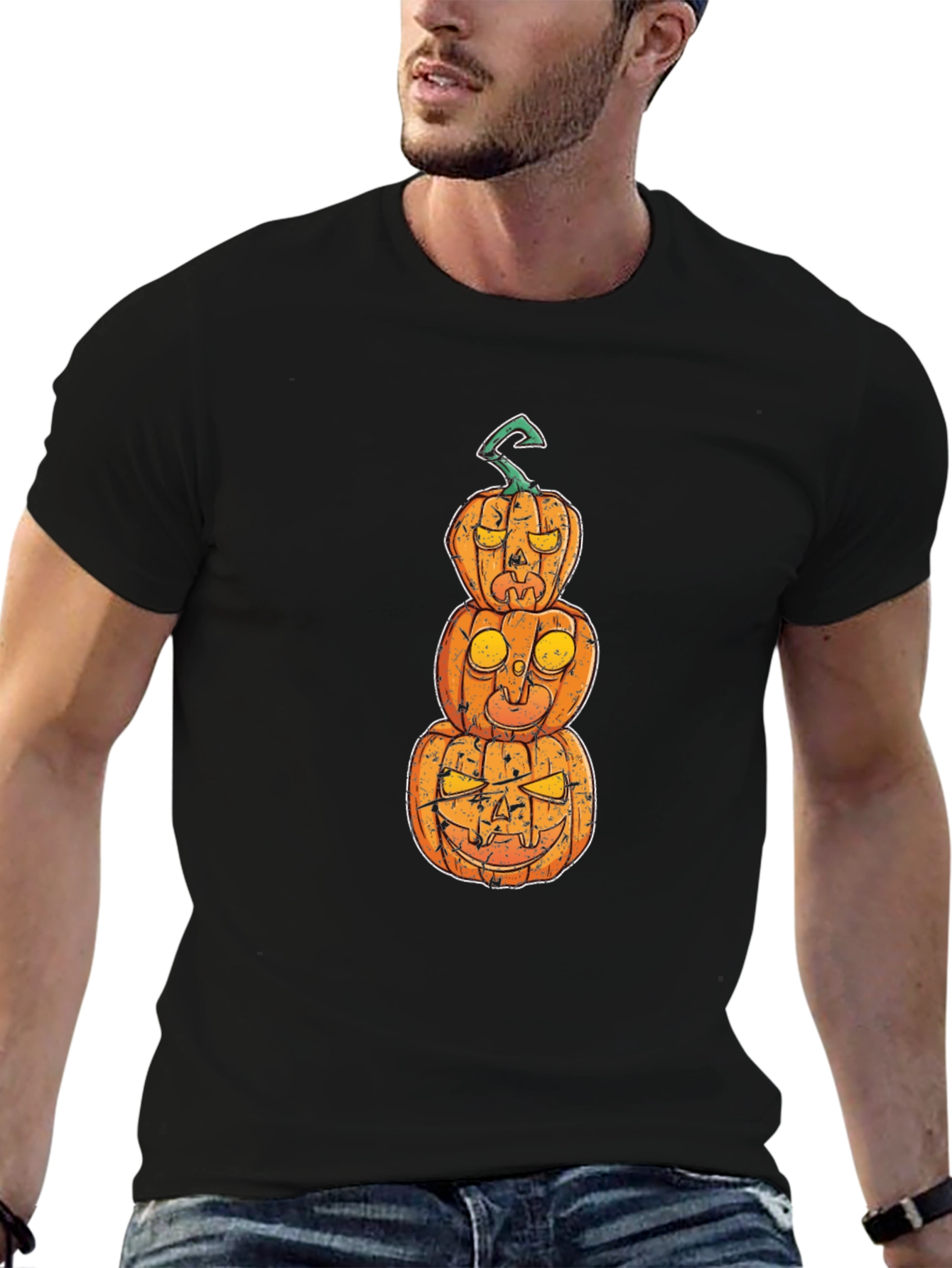 Halloween Pumpkin Stack Graphic T-Shirt