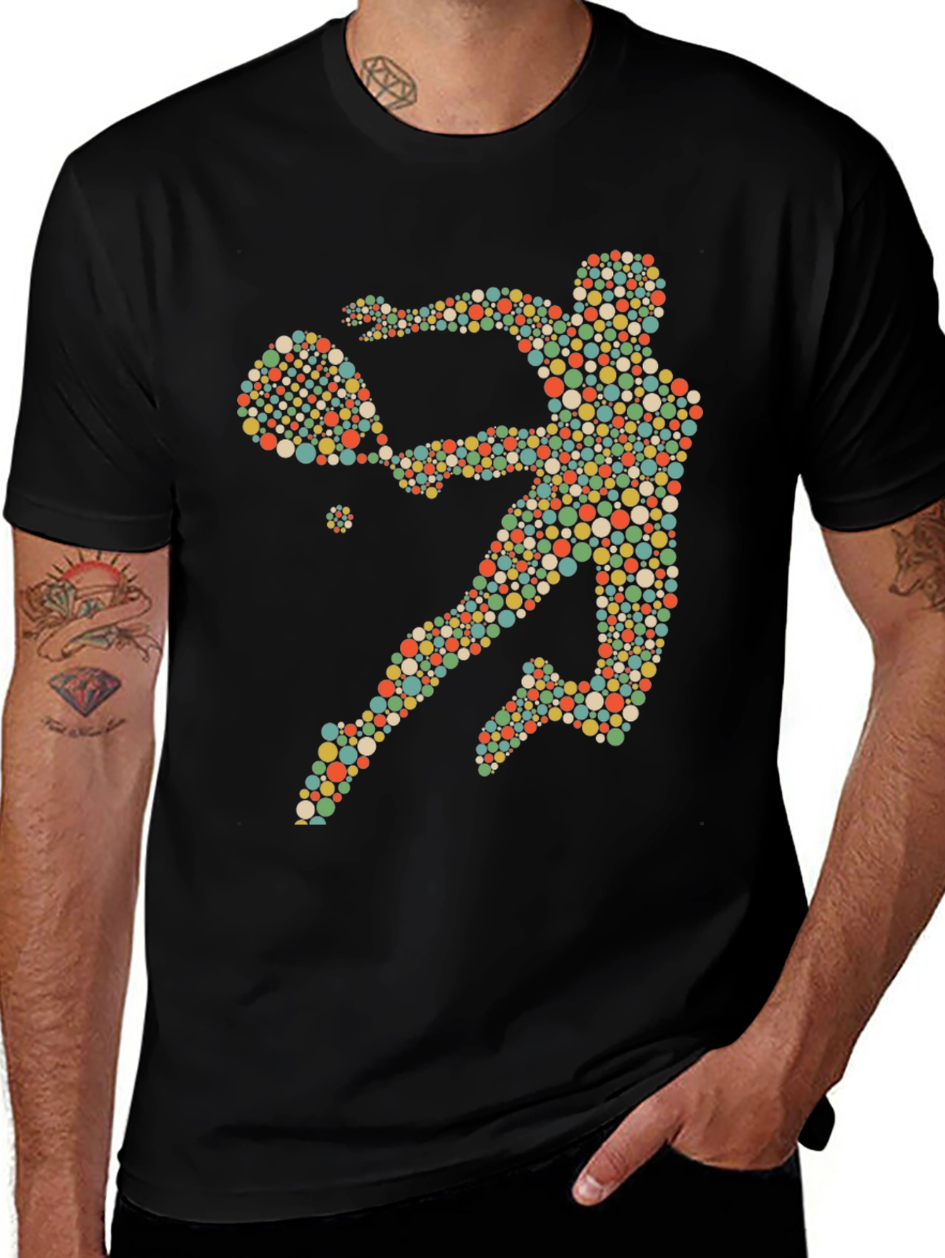 Tennis Player Graphic Tee - Novelty Design