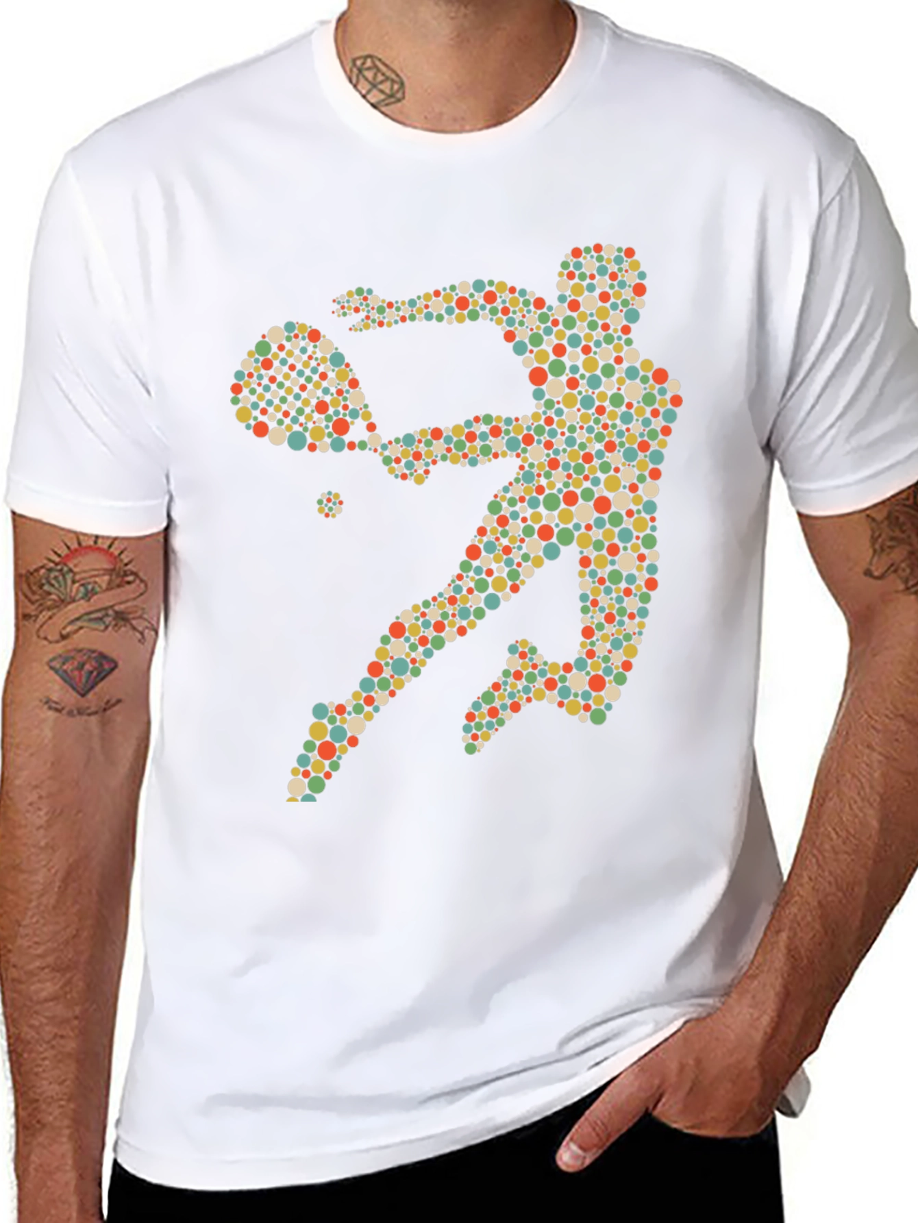 Tennis Player Graphic Tee - Novelty Design