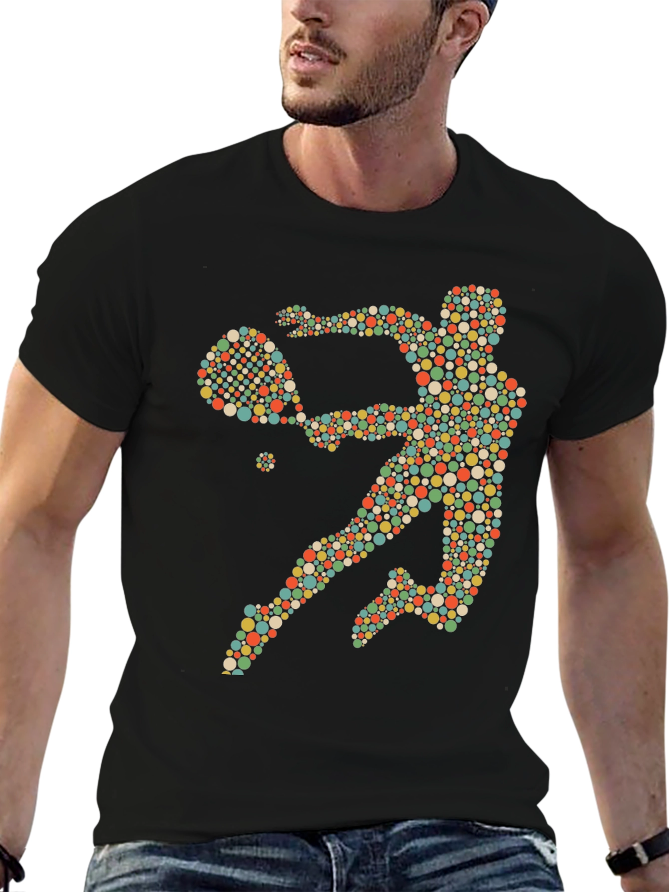 Tennis Player Graphic Tee - Novelty Design