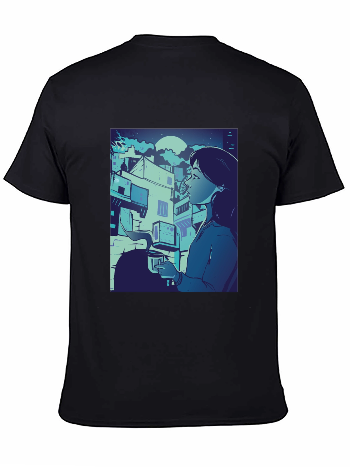 Artistic Anime Graphic Black Tee