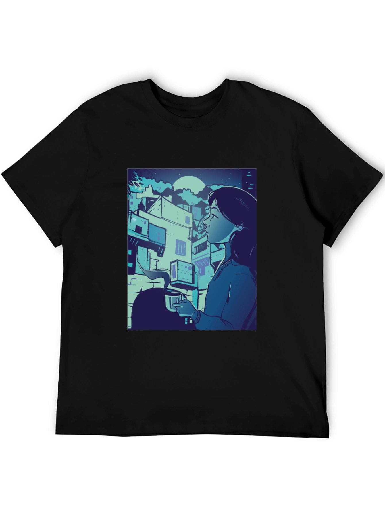 Artistic Anime Graphic Black Tee