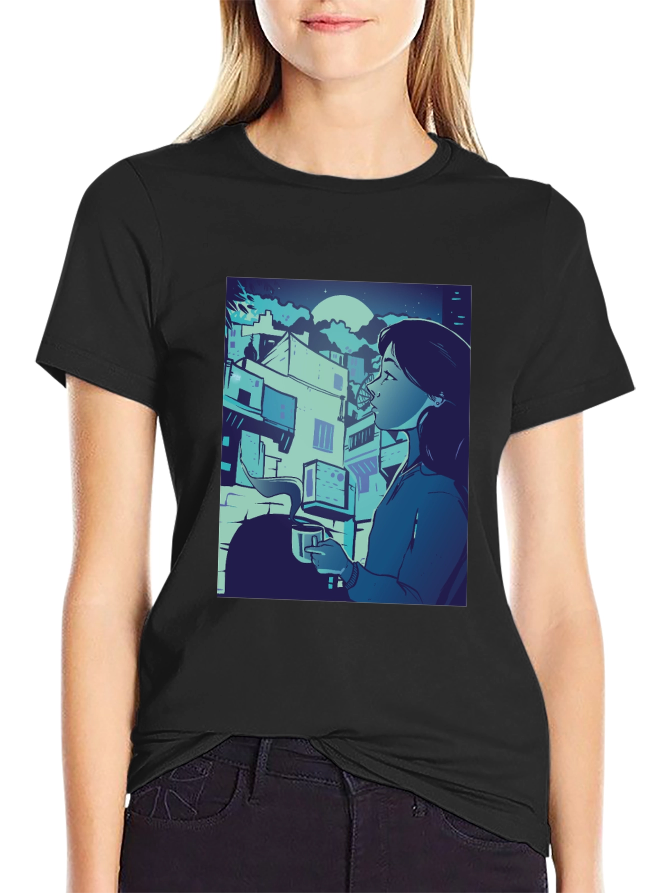 Artistic Anime Graphic Black Tee