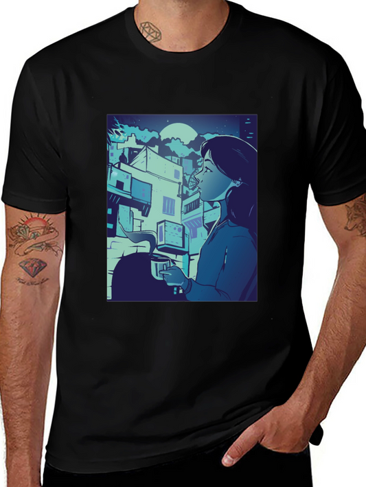Artistic Anime Graphic Black Tee