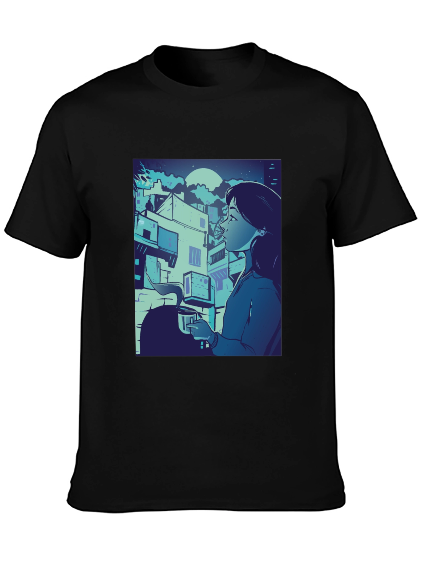 Artistic Anime Graphic Black Tee