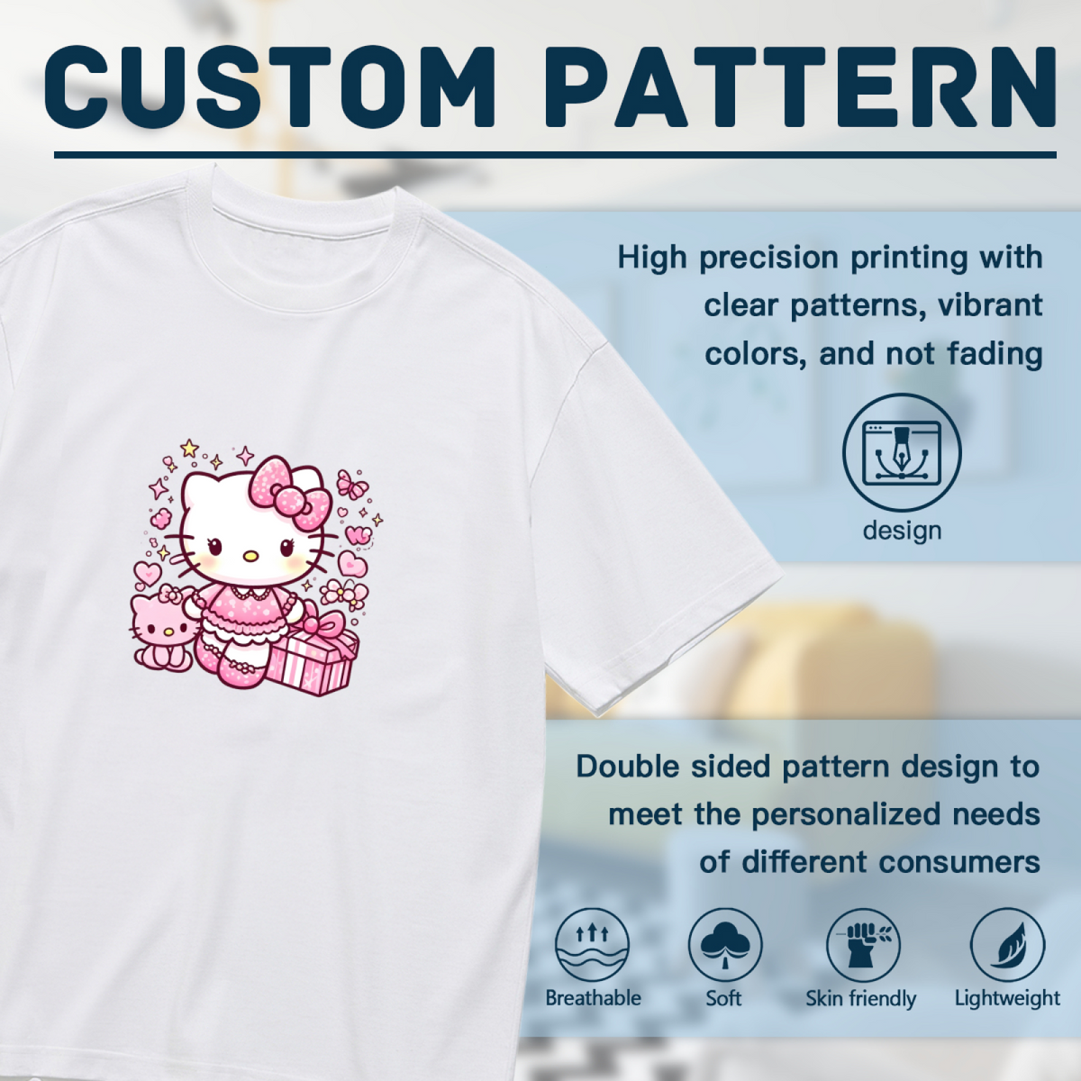 Gift?Box Theme Sweet Hello Kitty Plus?Size Women Tee
