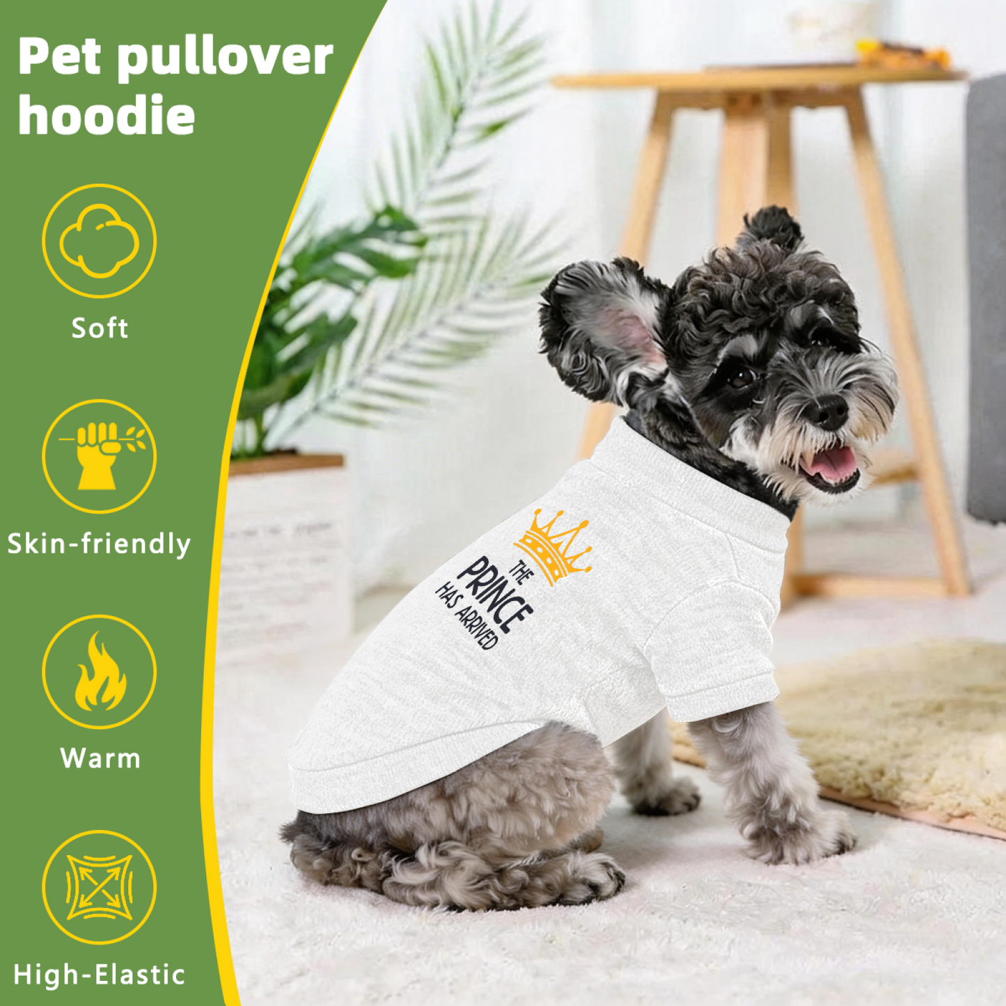 White Prince Crown Pet Cardigan Stylish Small Dog Warm Sweater