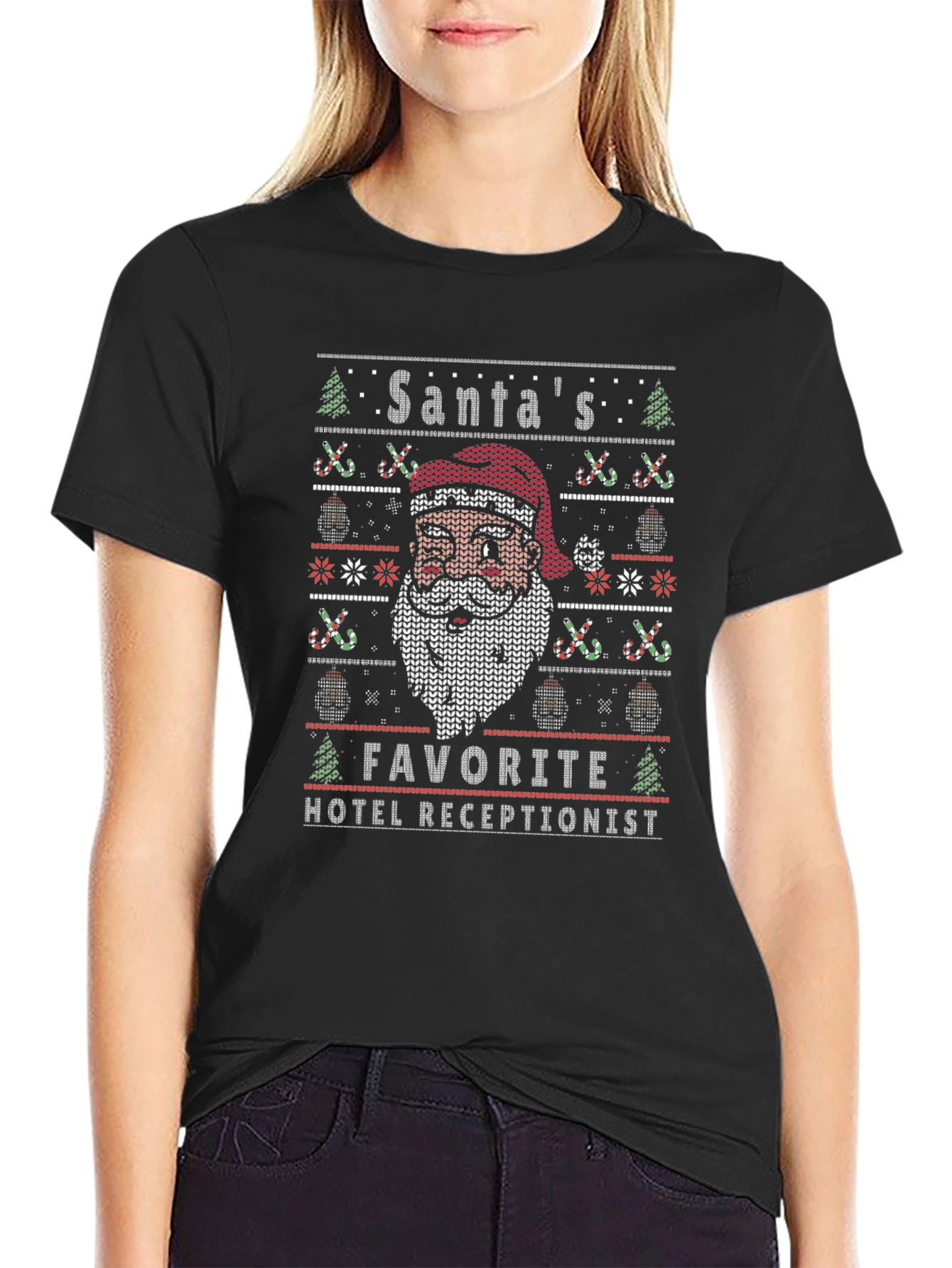 Santas Favorite Hotel Receptionist Ugly Christmas Sweater T-Shirt