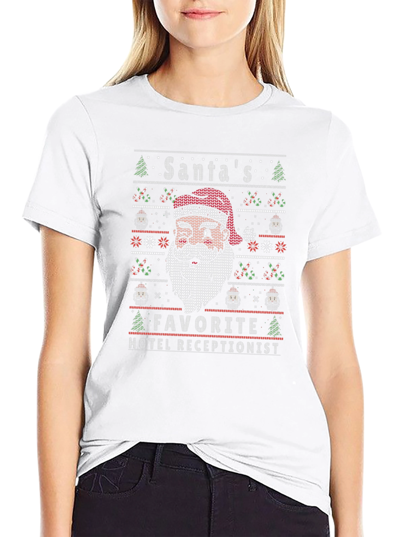 Santas Favorite Hotel Receptionist Ugly Christmas Sweater T-Shirt
