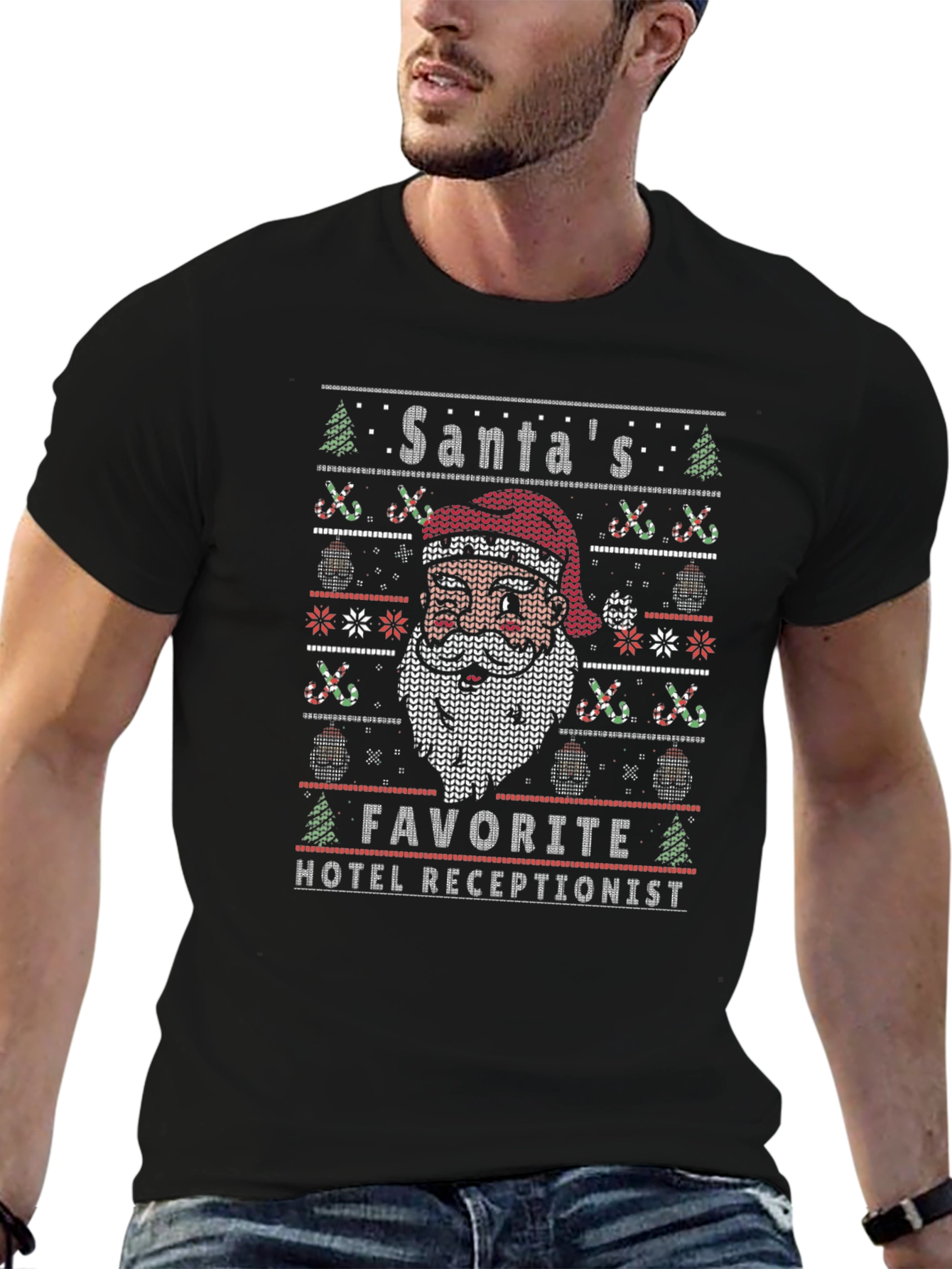Santas Favorite Hotel Receptionist Ugly Christmas Sweater T-Shirt