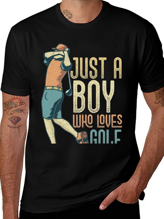 Just A Boy Who Loves Golf T-Shirt - Black