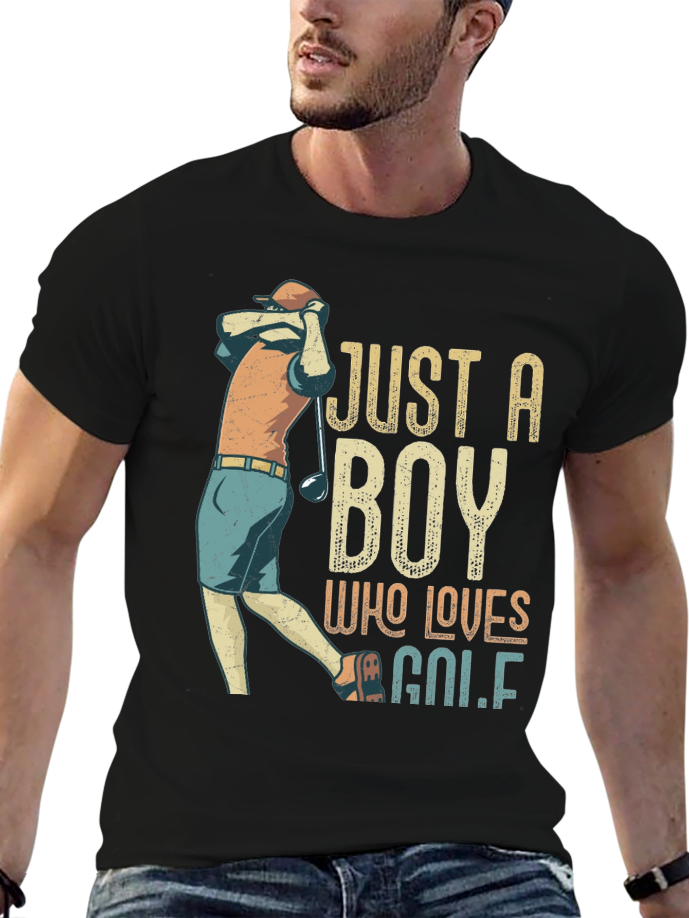 Just A Boy Who Loves Golf T-Shirt - Black