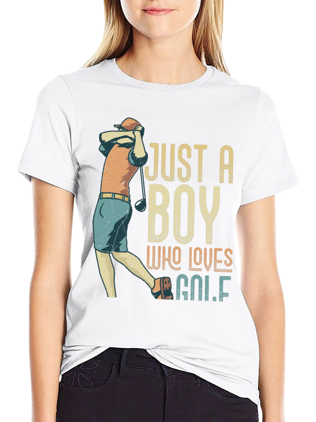 Just A Boy Who Loves Golf T-Shirt - Black