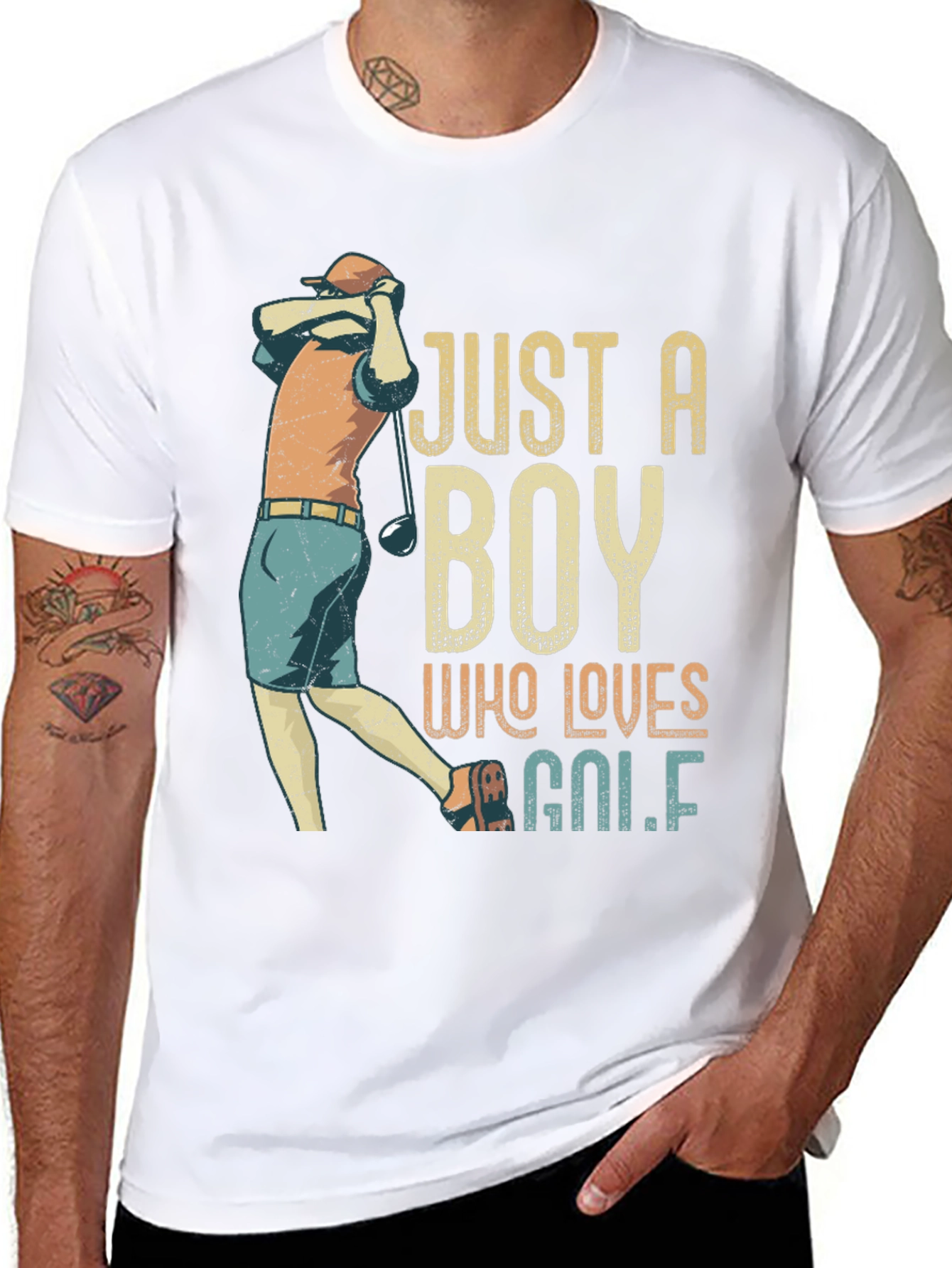 Just A Boy Who Loves Golf T-Shirt - Black
