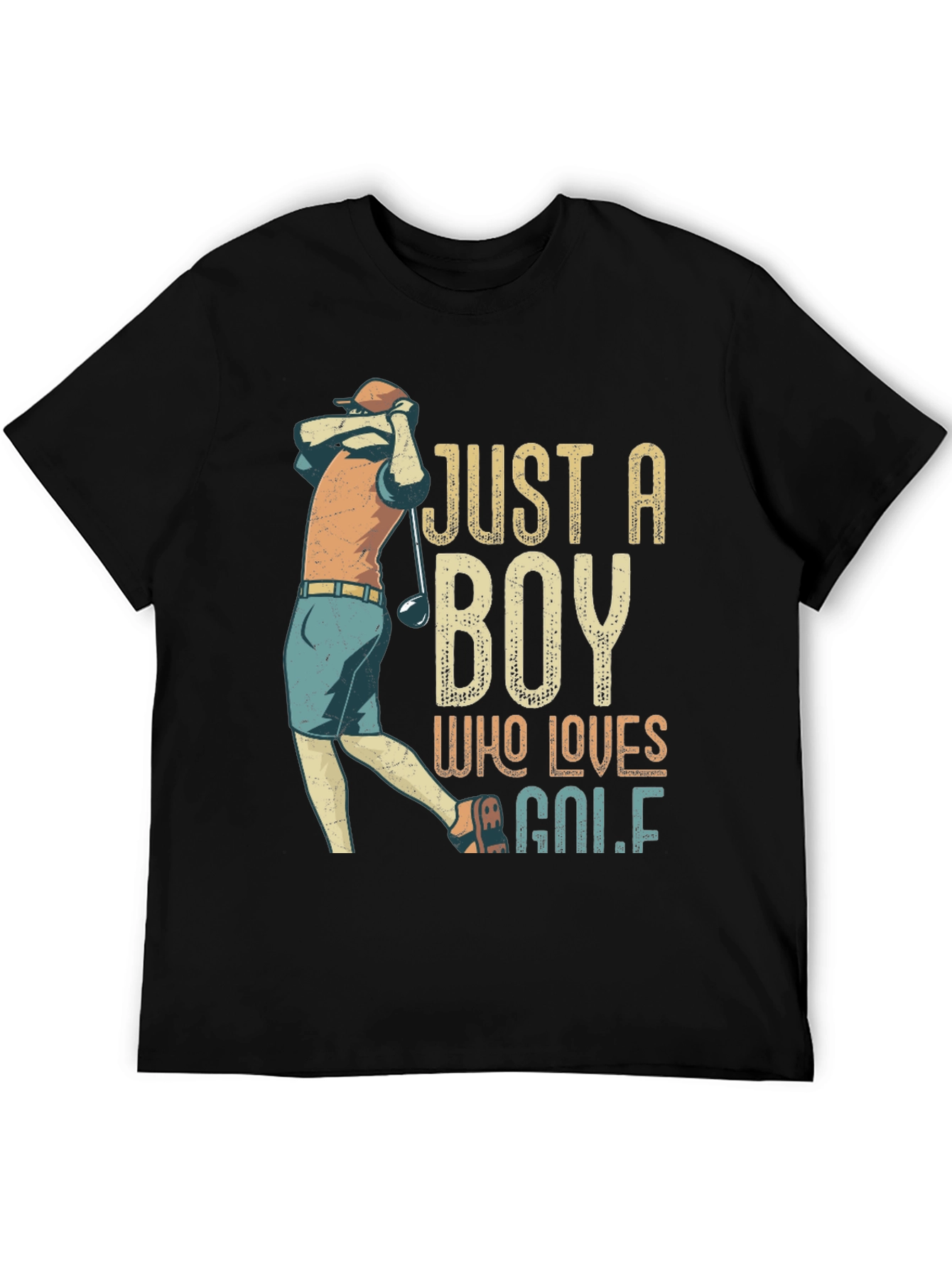 Just A Boy Who Loves Golf T-Shirt - Black