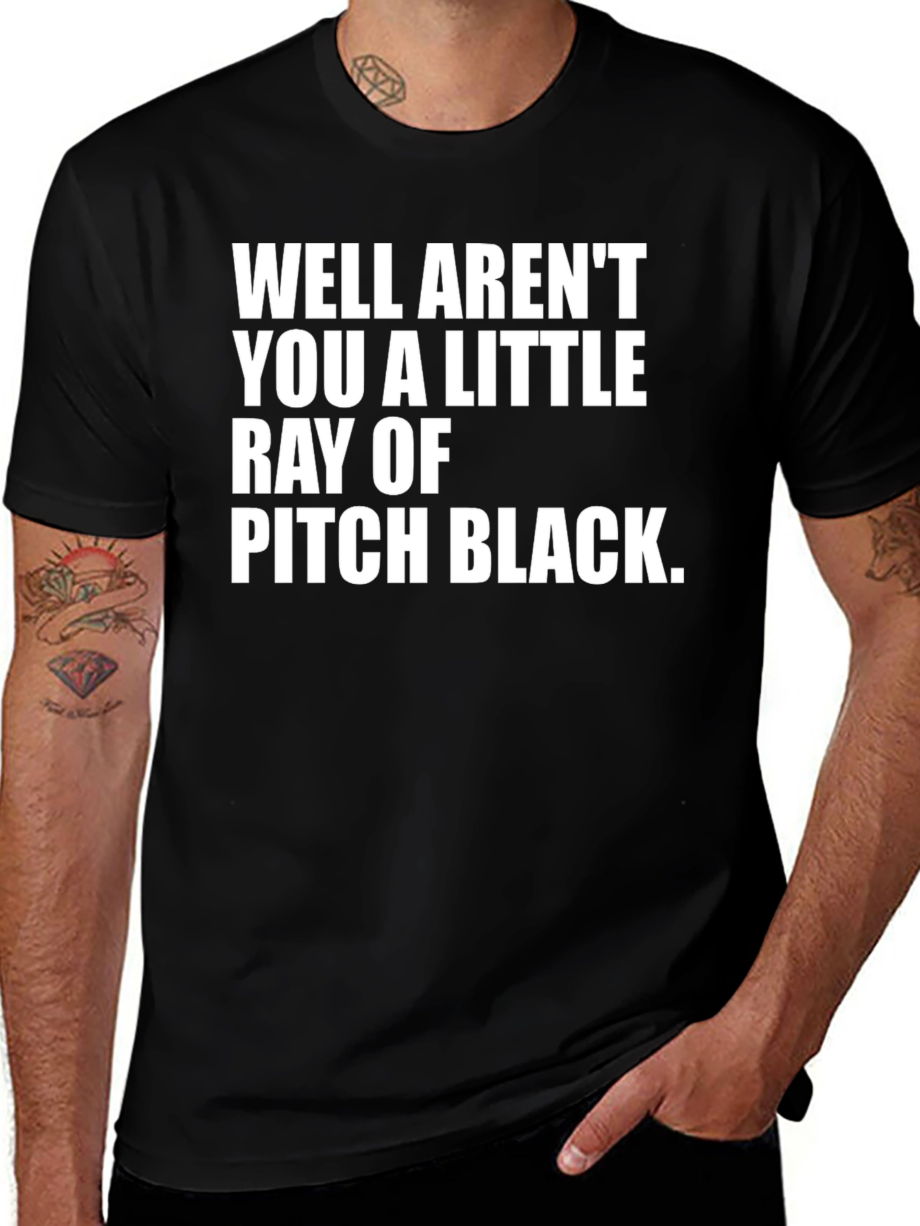 Humorous Graphic Tee: Ray of Pitch Black Sarcasm