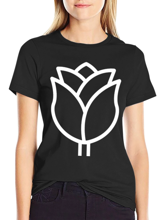 Modern Black T-Shirt with White Floral Design