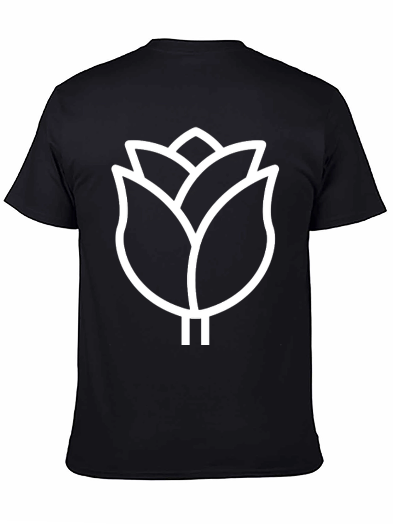 Modern Black T-Shirt with White Floral Design