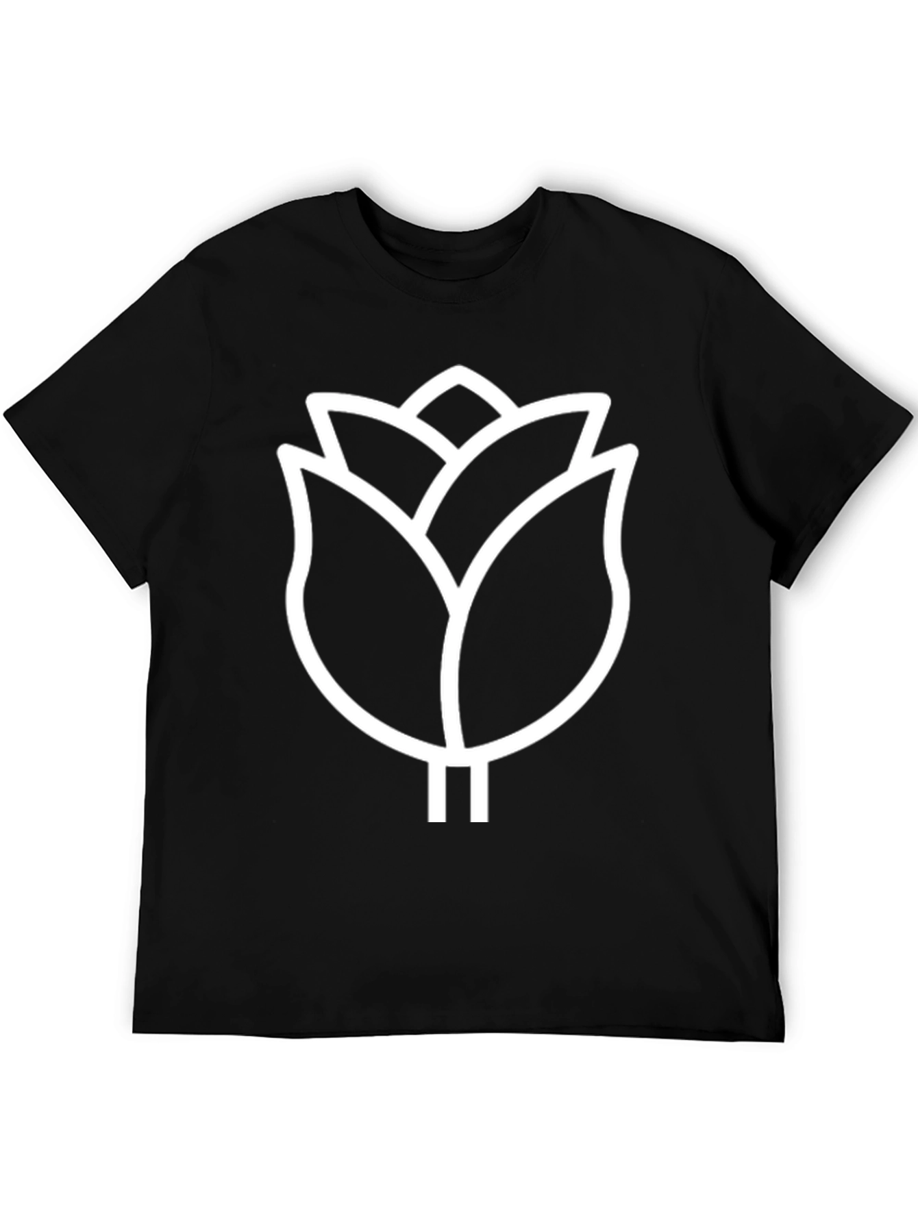 Modern Black T-Shirt with White Floral Design