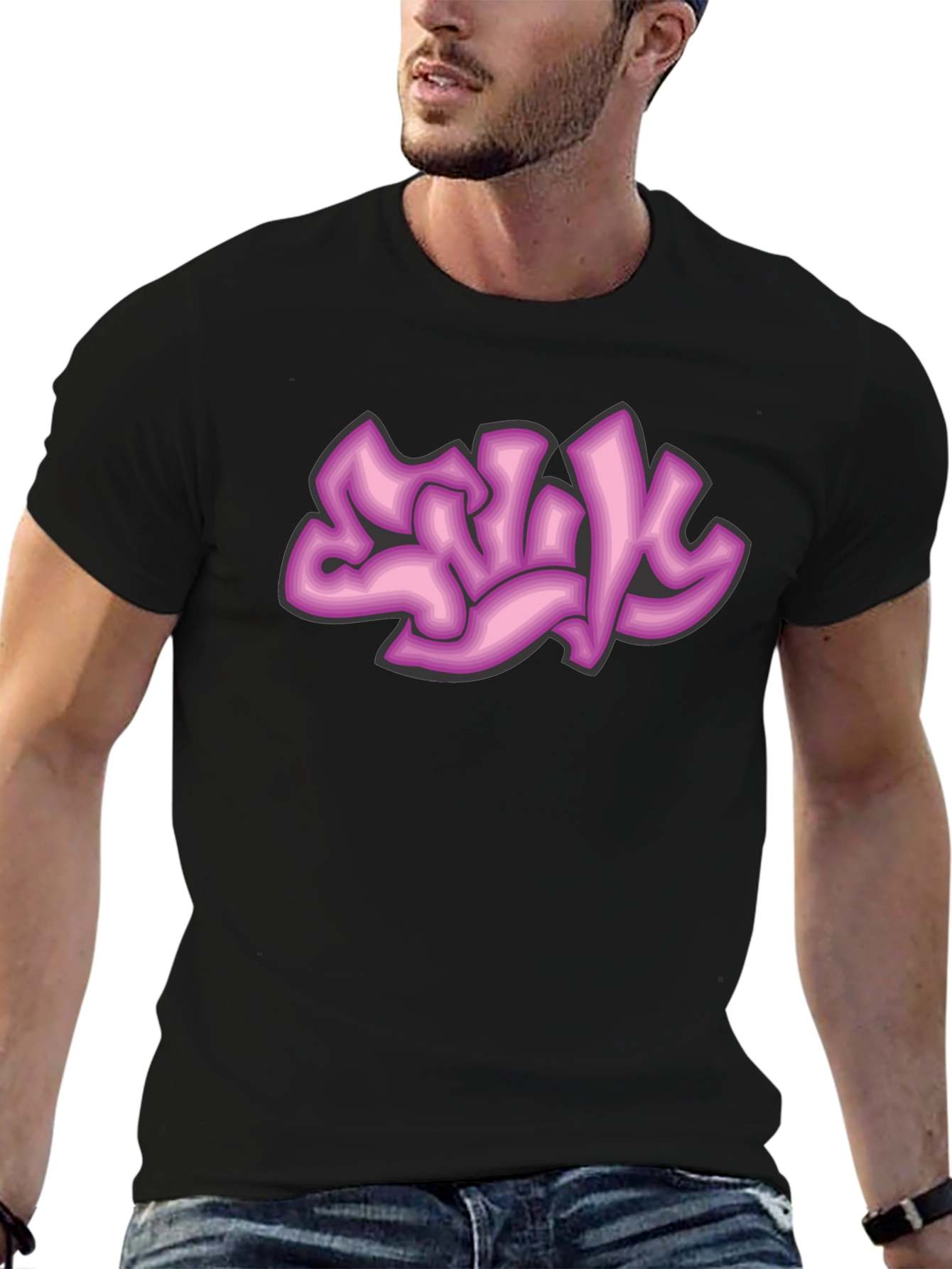 Graffiti Style Graphic Tee - Black Cotton Comfort