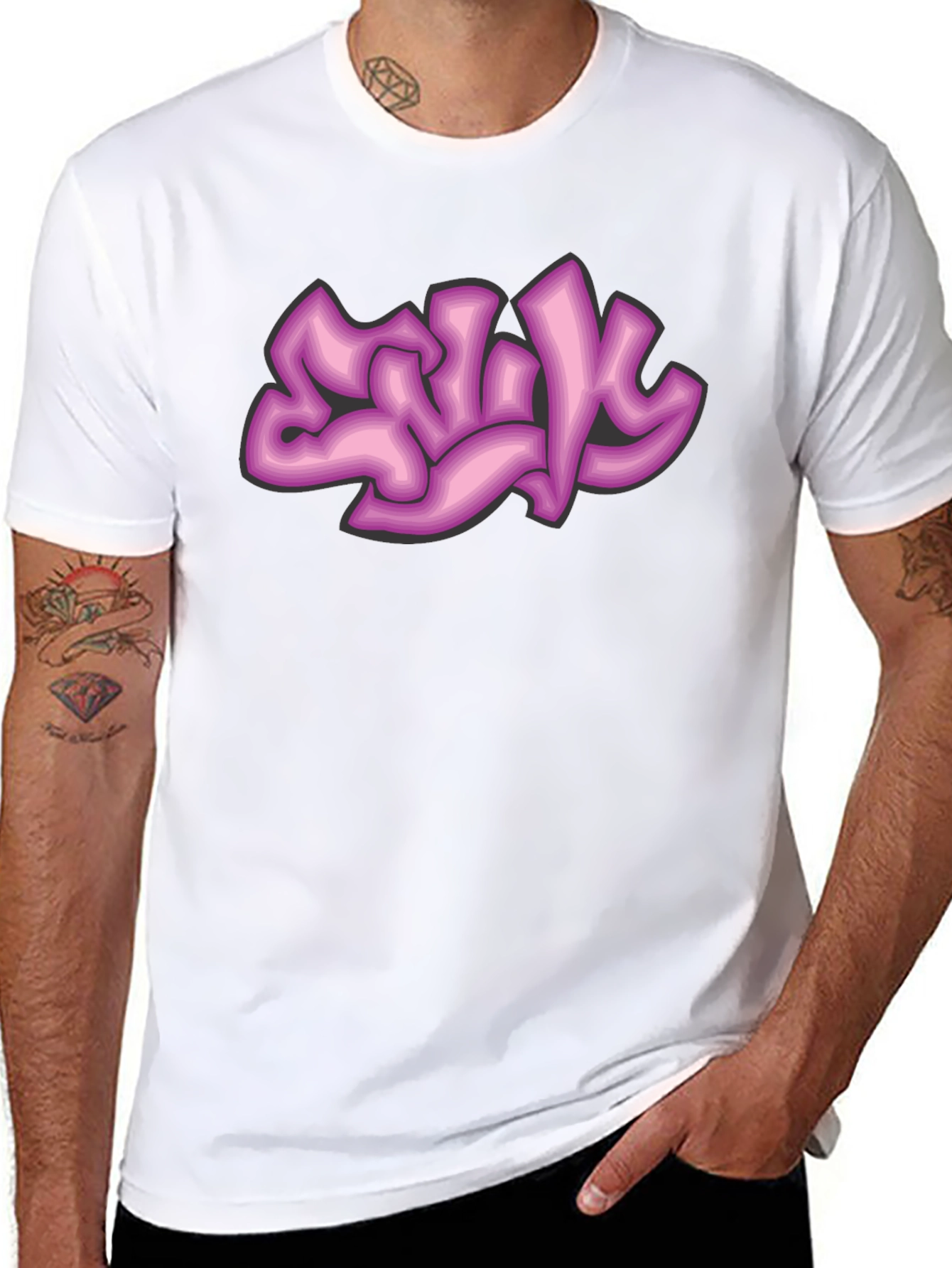 Graffiti Style Graphic Tee - Black Cotton Comfort