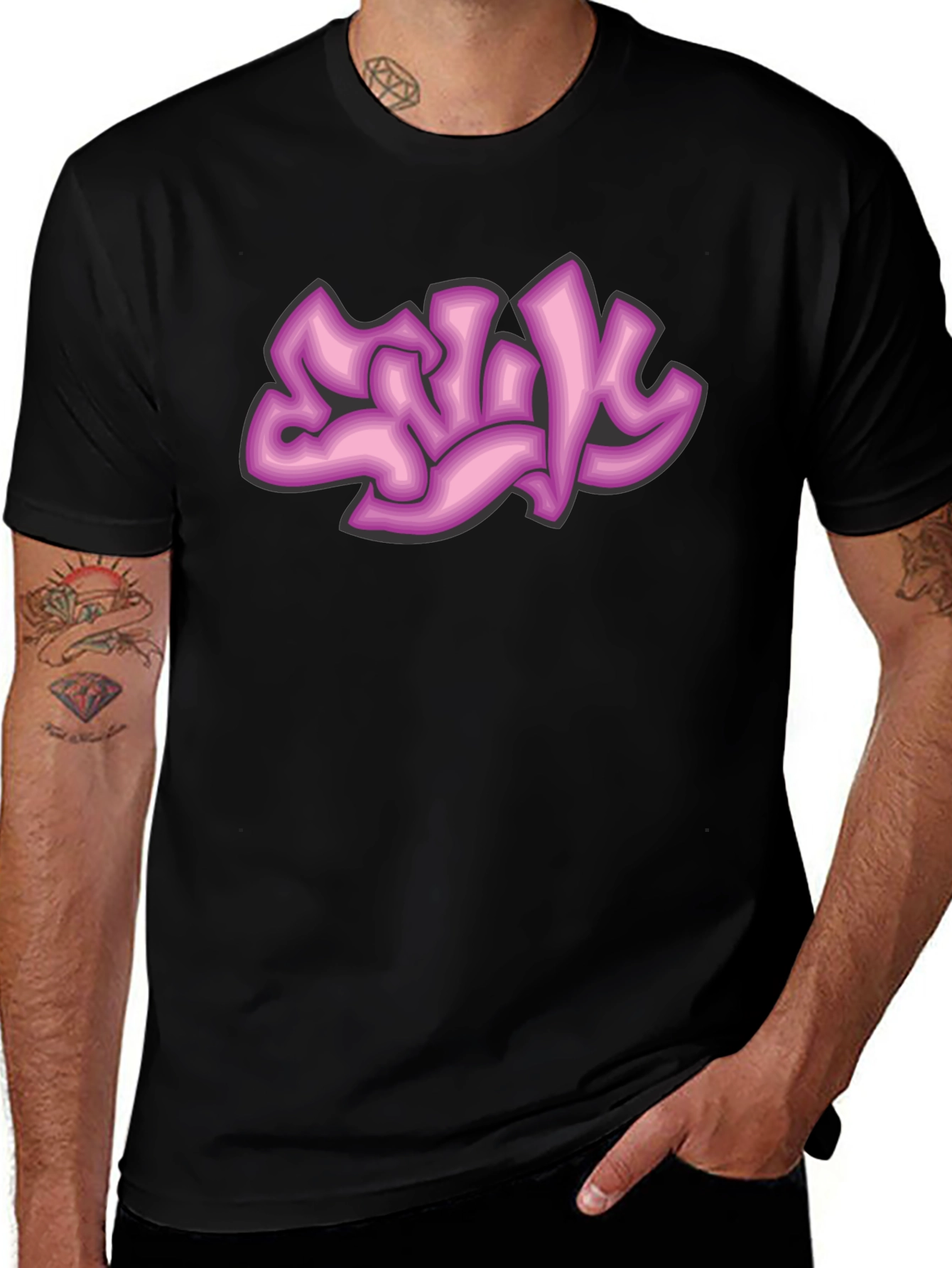 Graffiti Style Graphic Tee - Black Cotton Comfort
