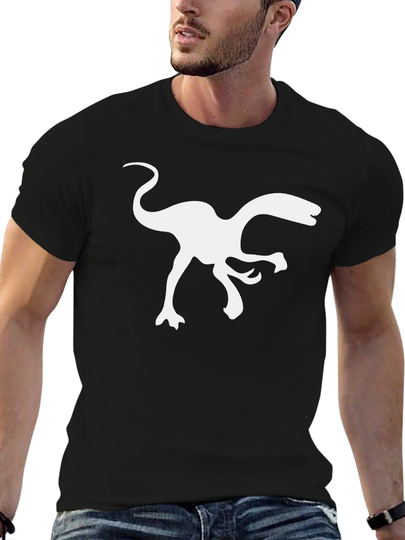 Dino Silhouette Tee - Black Cotton T-Shirt