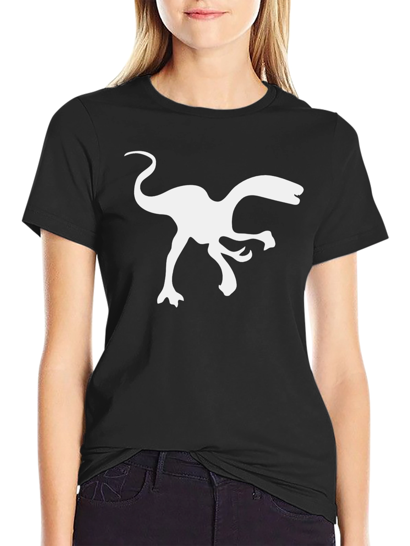 Dino Silhouette Tee - Black Cotton T-Shirt