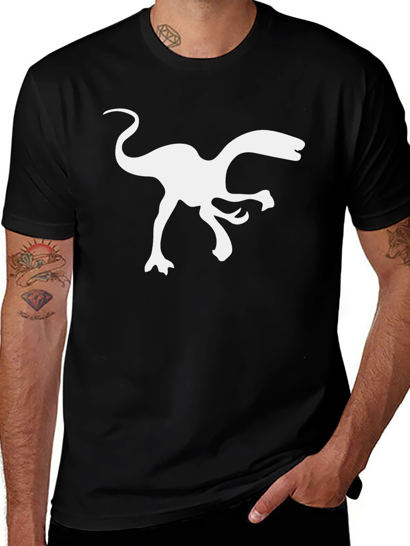 Dino Silhouette Tee - Black Cotton T-Shirt