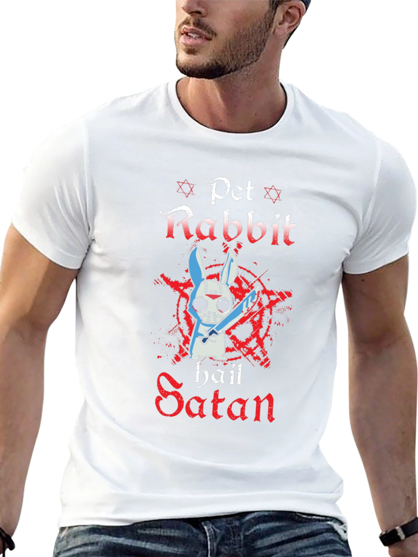 Pet Rabbit Hail Satan T-Shirt