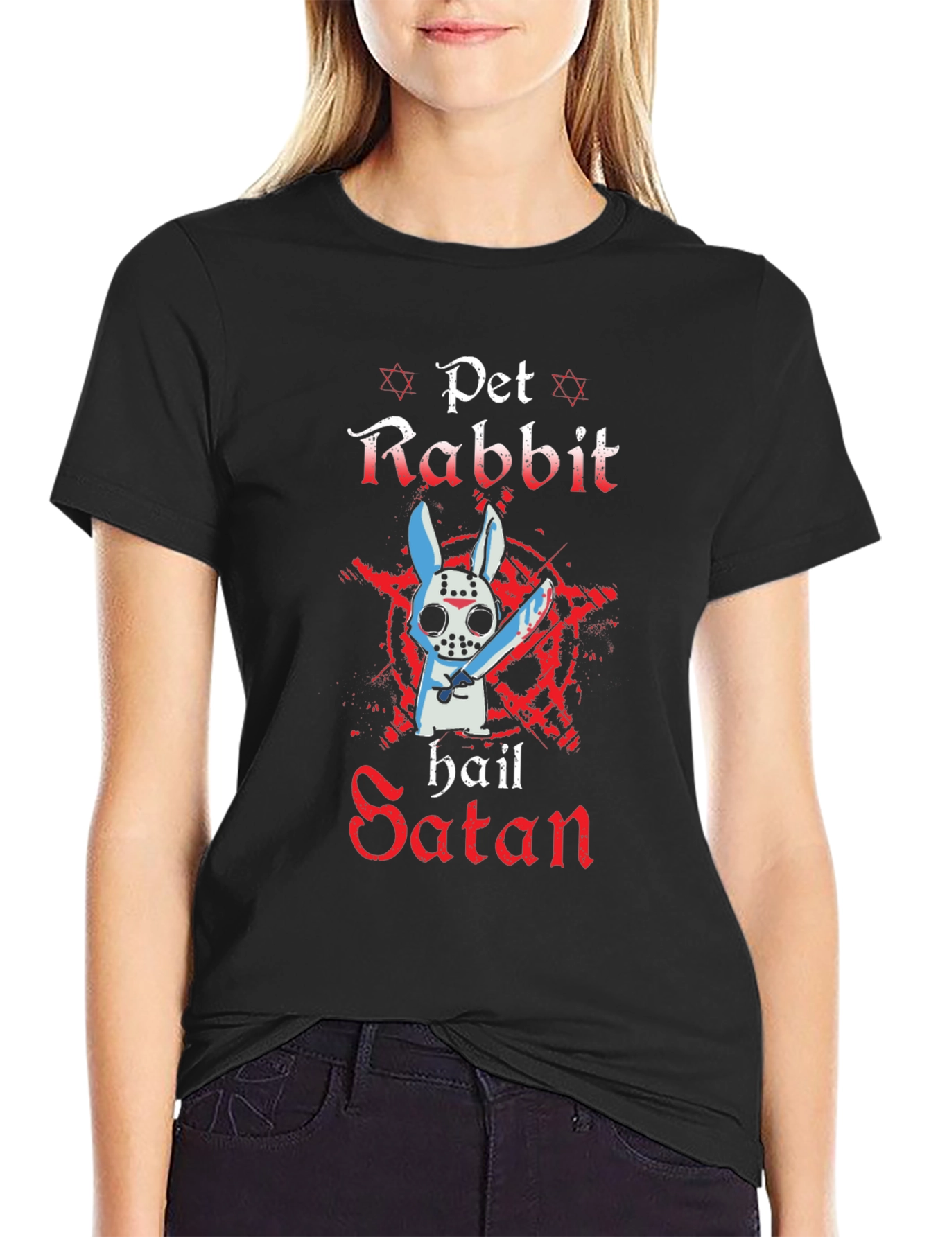 Pet Rabbit Hail Satan T-Shirt