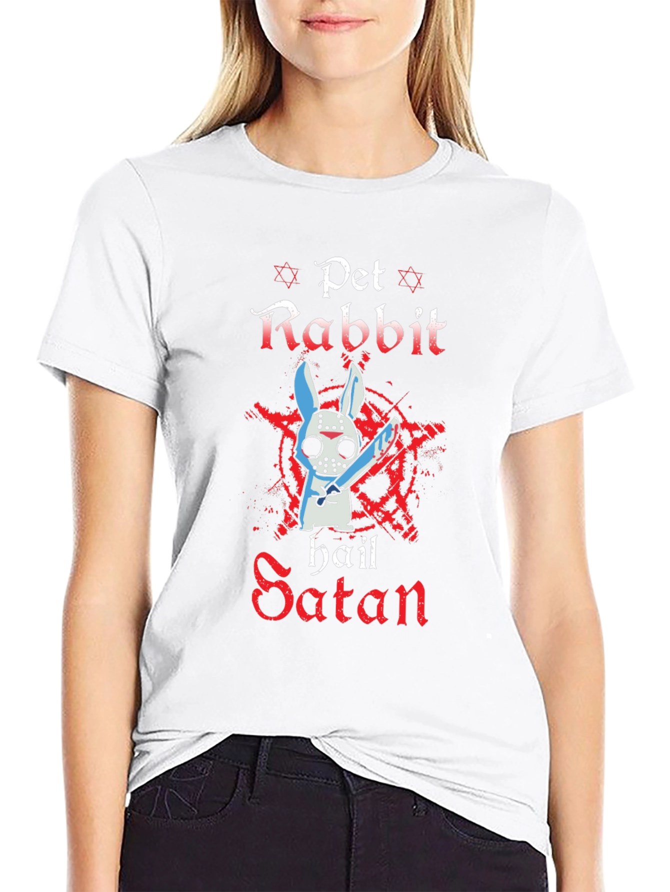 Pet Rabbit Hail Satan T-Shirt