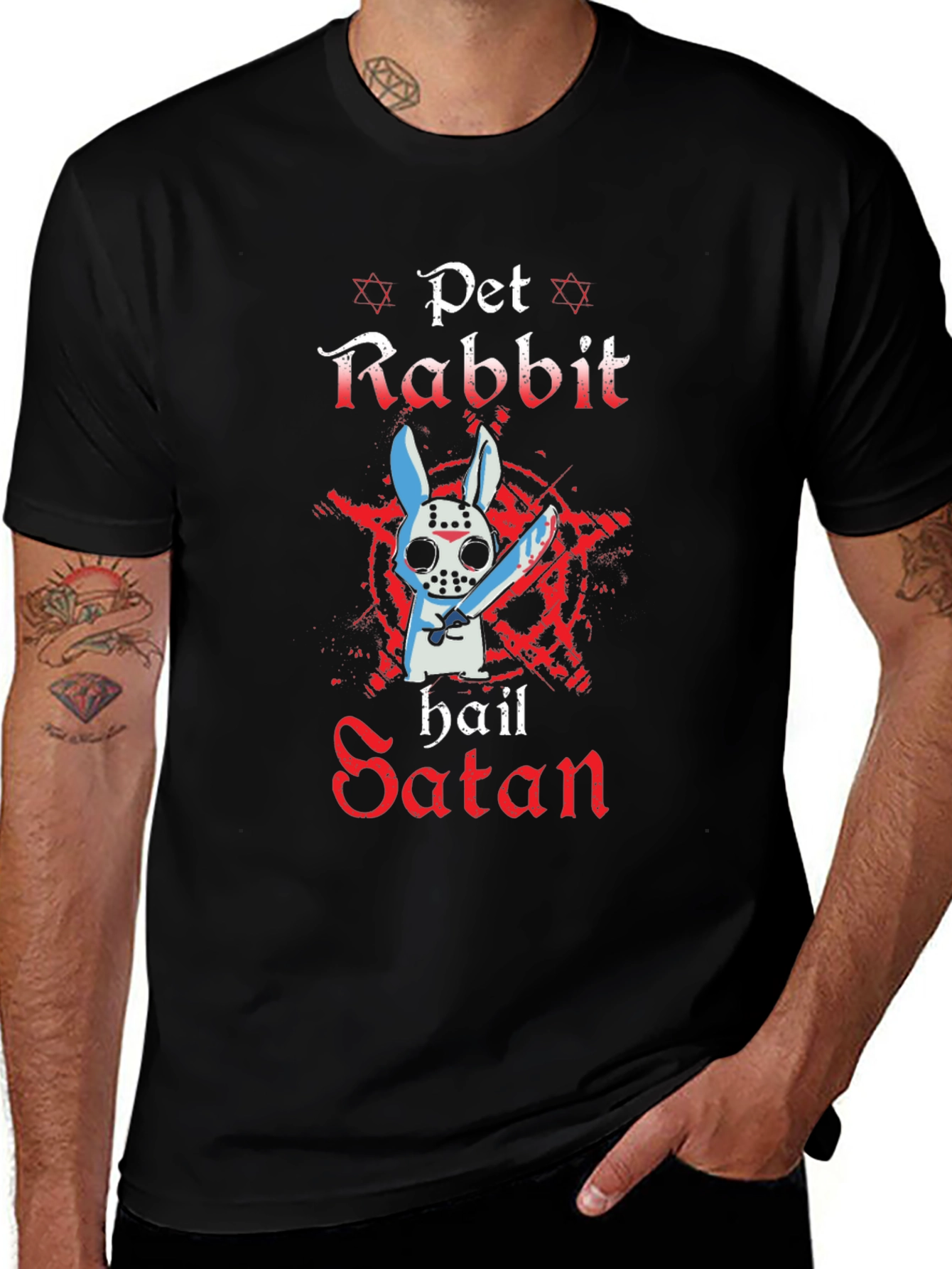 Pet Rabbit Hail Satan T-Shirt