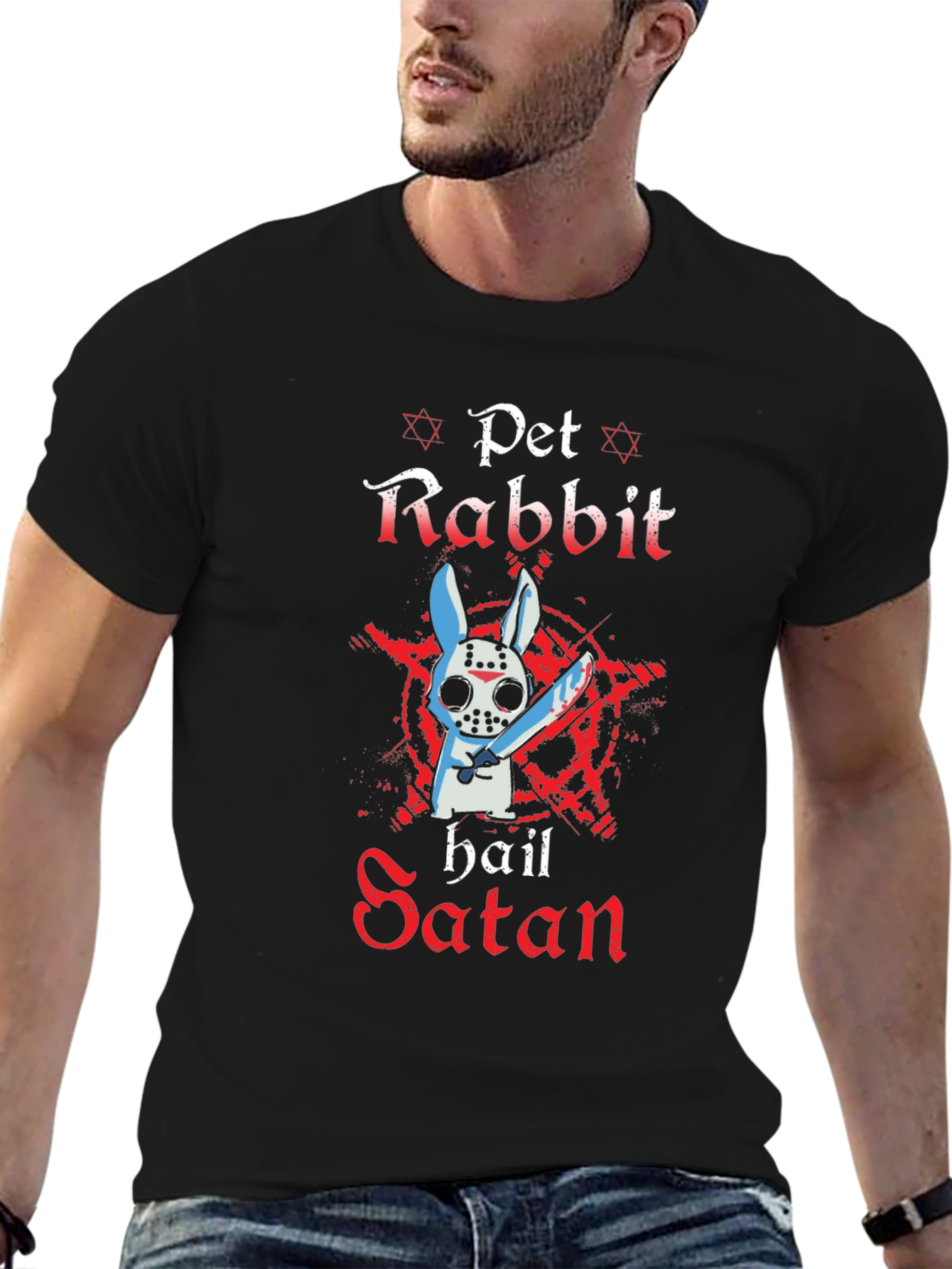 Pet Rabbit Hail Satan T-Shirt
