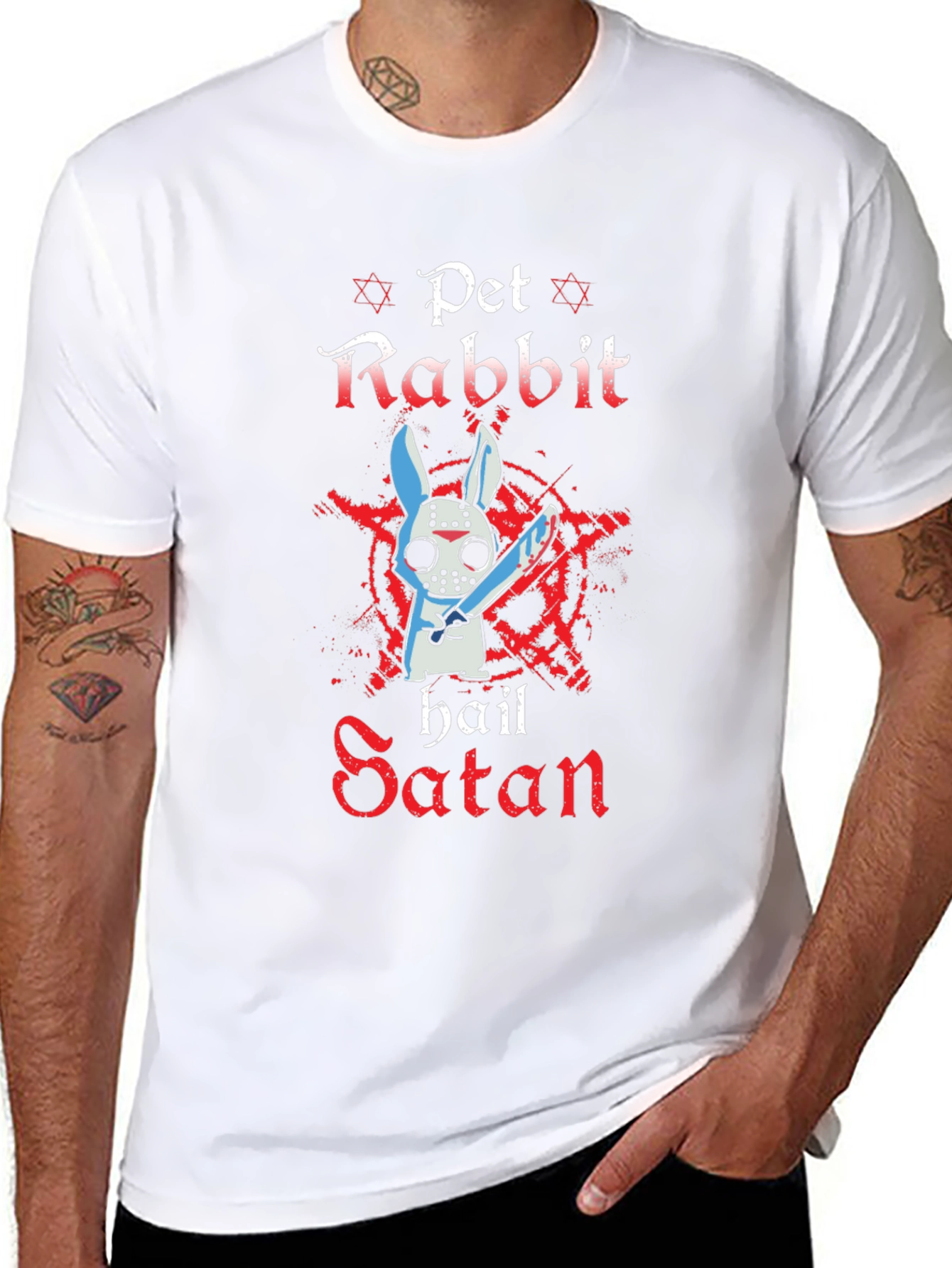 Pet Rabbit Hail Satan T-Shirt