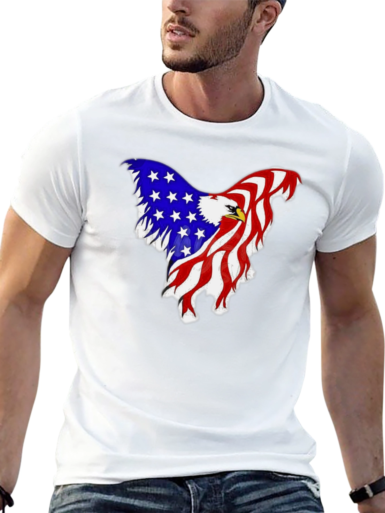American Flag Eagle Graphic Tee - Patriotic Style