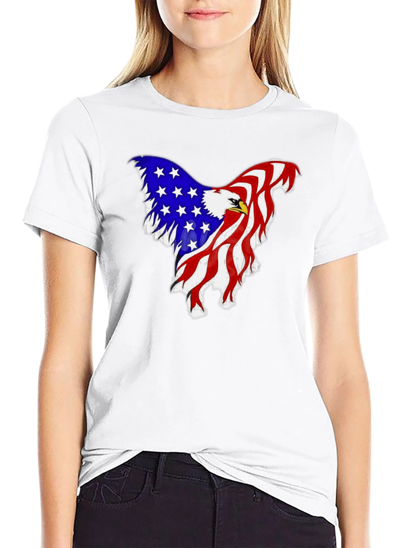 American Flag Eagle Graphic Tee - Patriotic Style