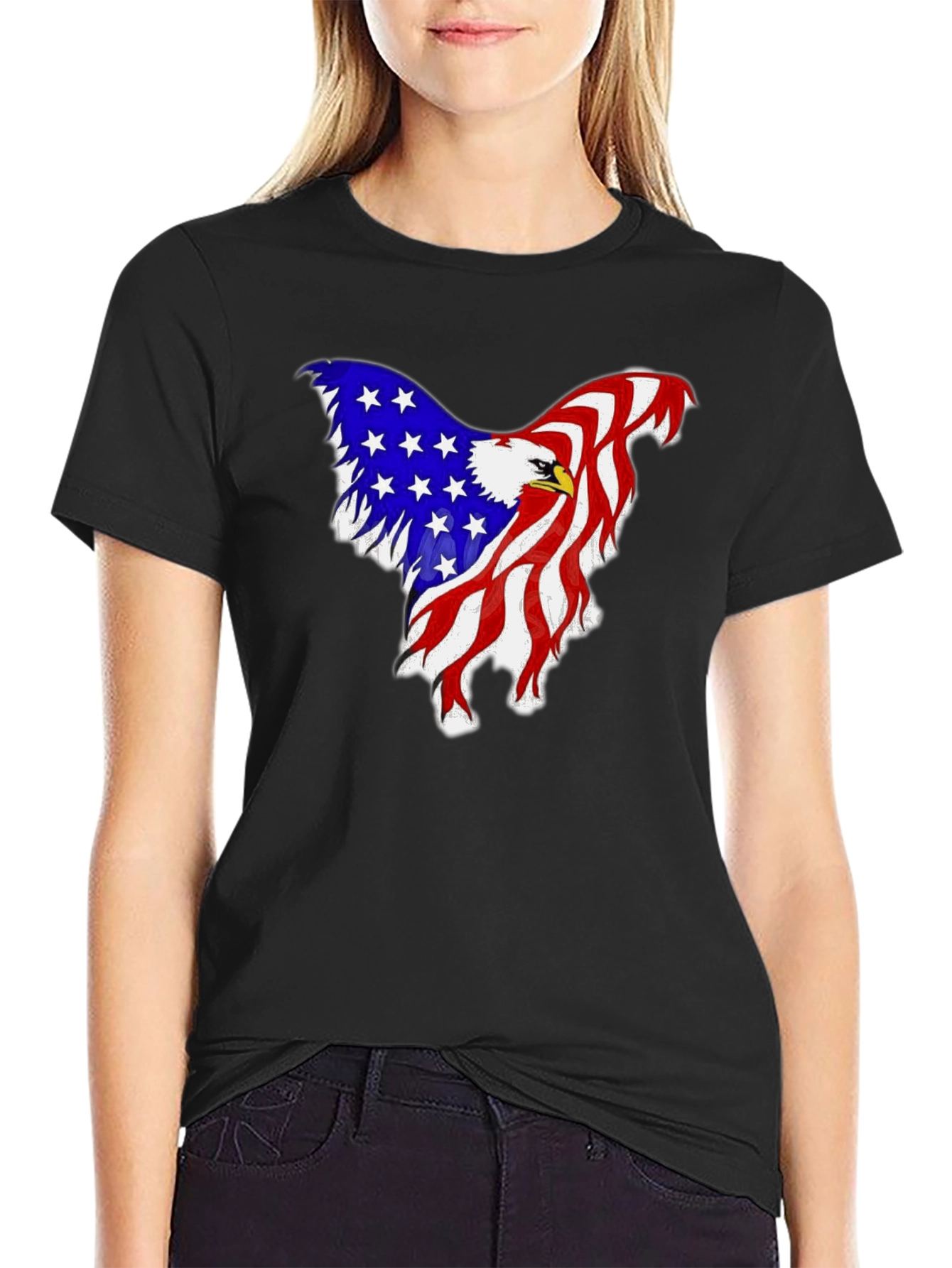 American Flag Eagle Graphic Tee - Patriotic Style