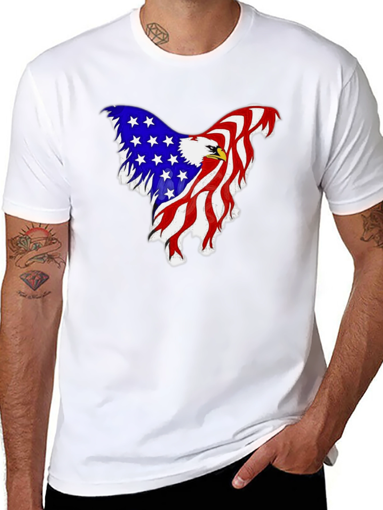 American Flag Eagle Graphic Tee - Patriotic Style