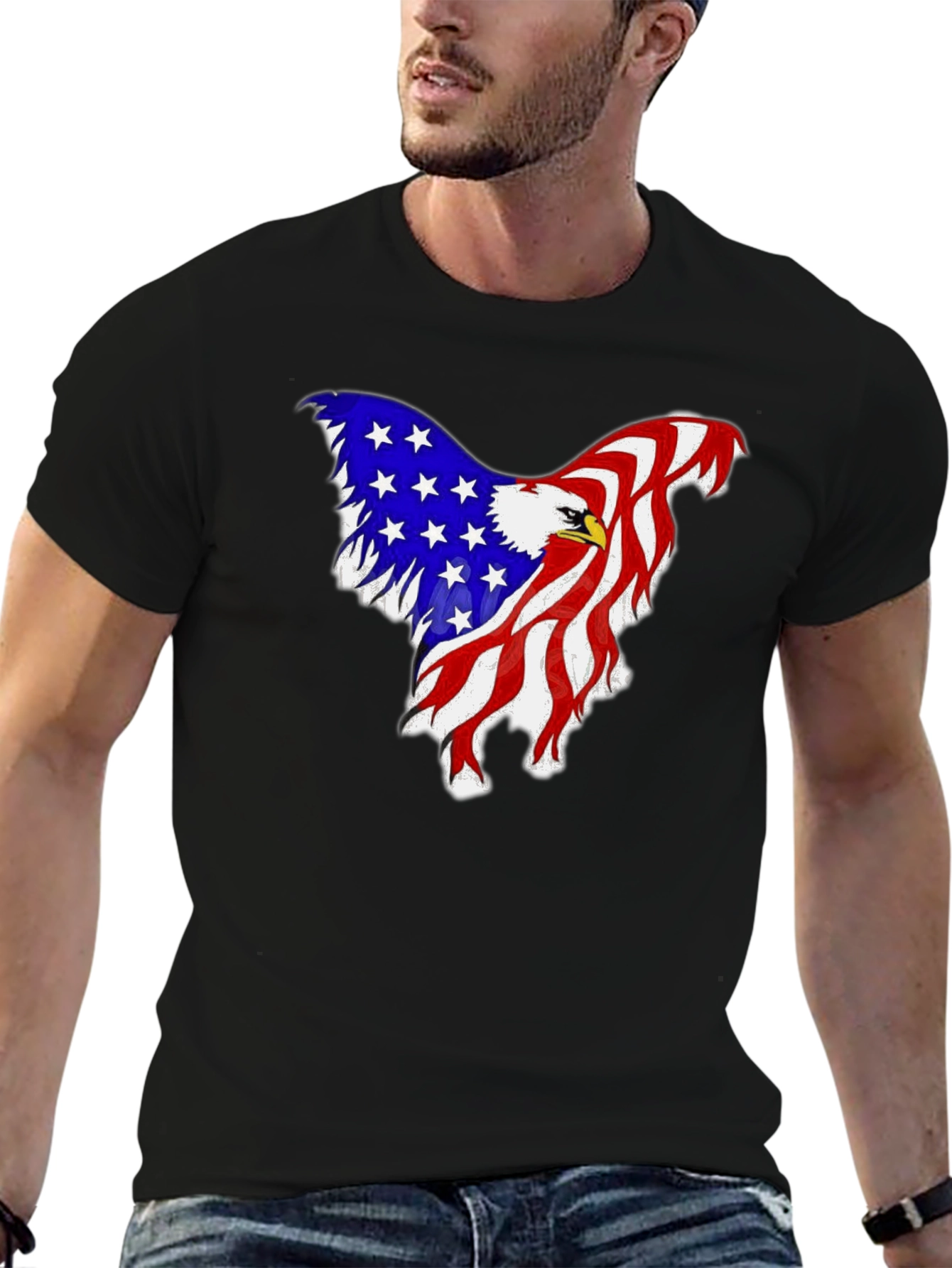 American Flag Eagle Graphic Tee - Patriotic Style