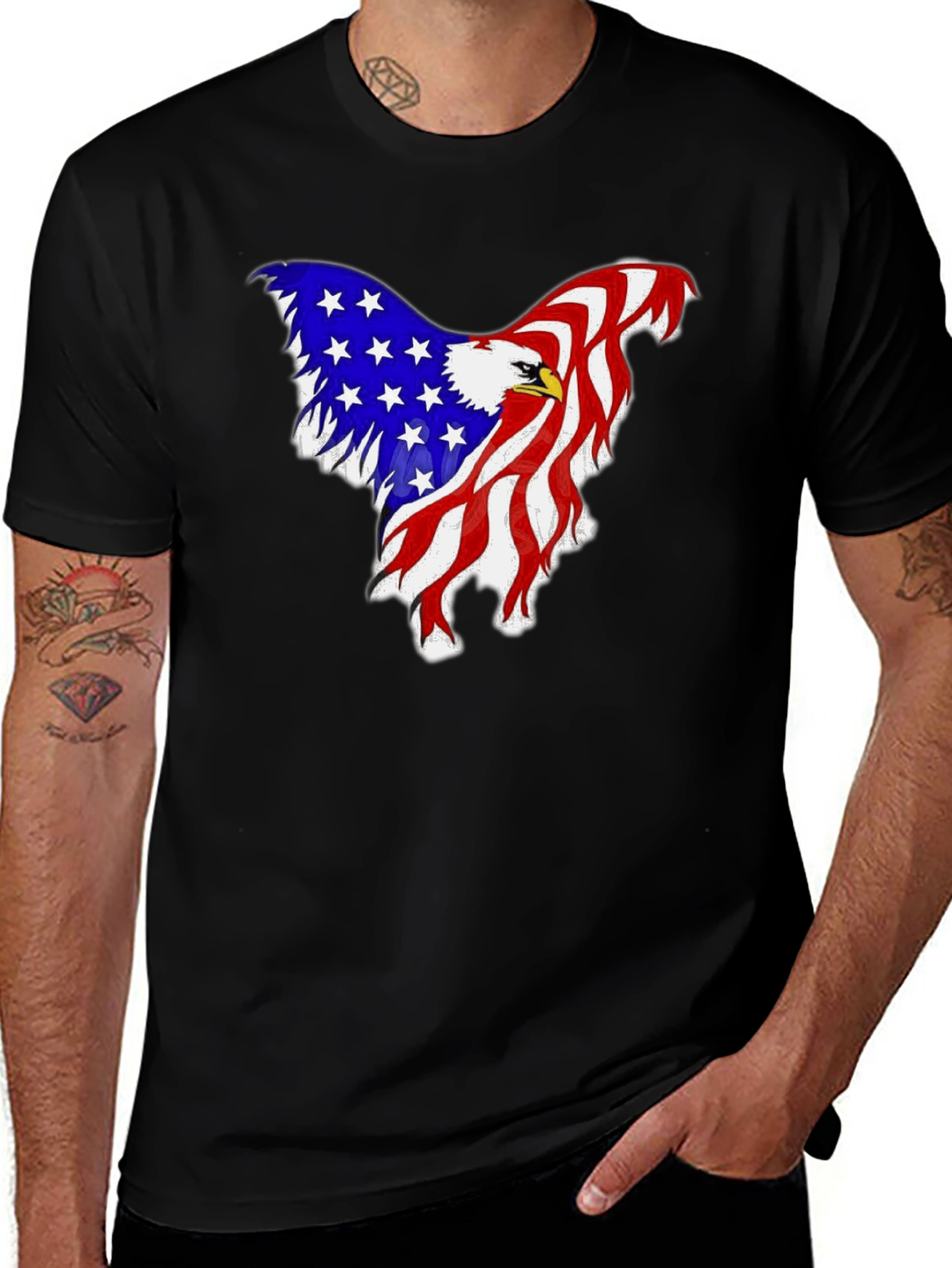American Flag Eagle Graphic Tee - Patriotic Style