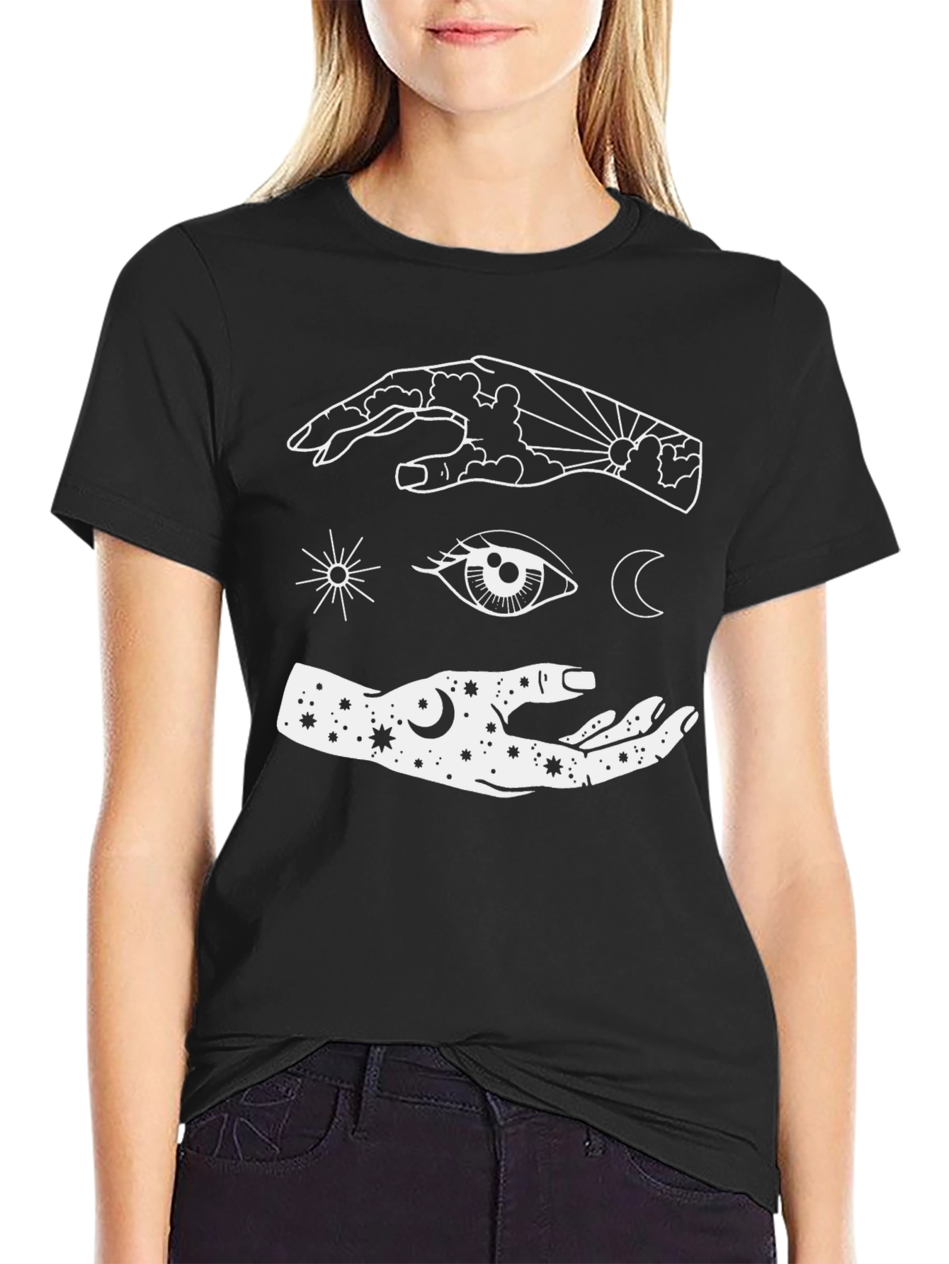 Celestial Hand Graphic Tee - Unisex Black T-Shirt