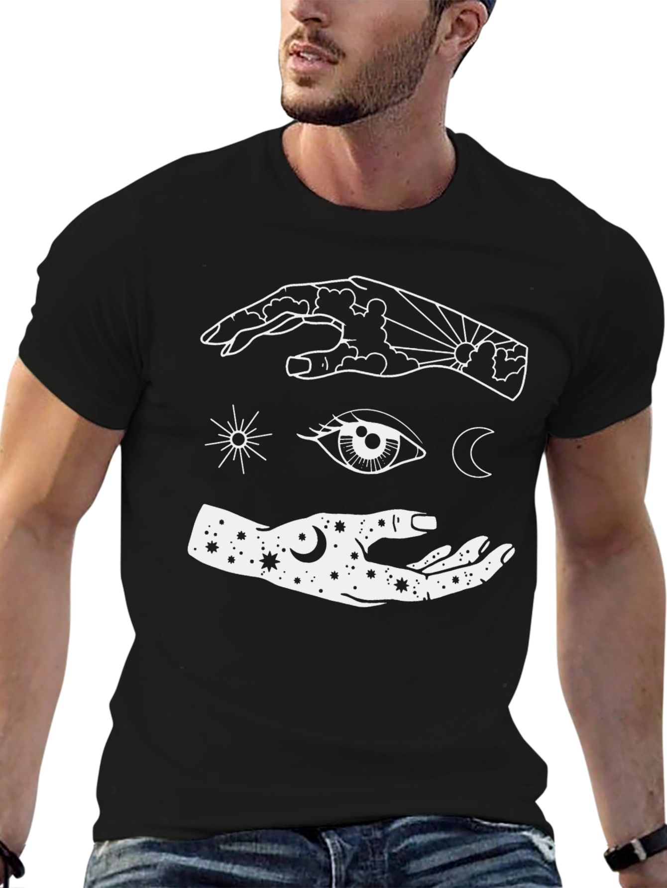Celestial Hand Graphic Tee - Unisex Black T-Shirt