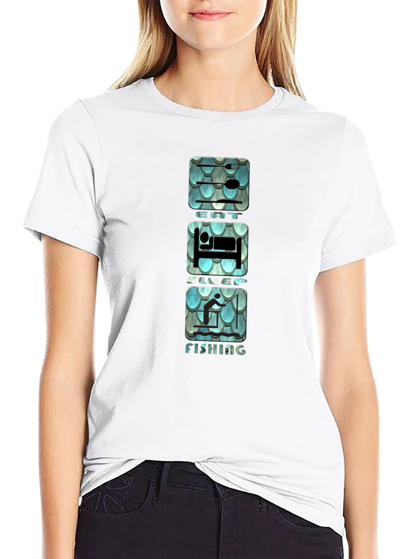 Eat Sleep Fishing Graphic Tee - Black Cotton T-Shirt