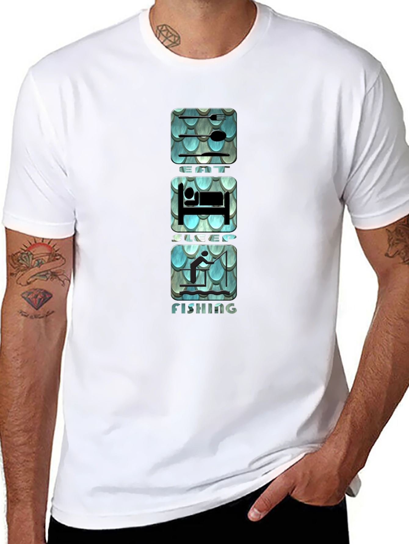 Eat Sleep Fishing Graphic Tee - Black Cotton T-Shirt